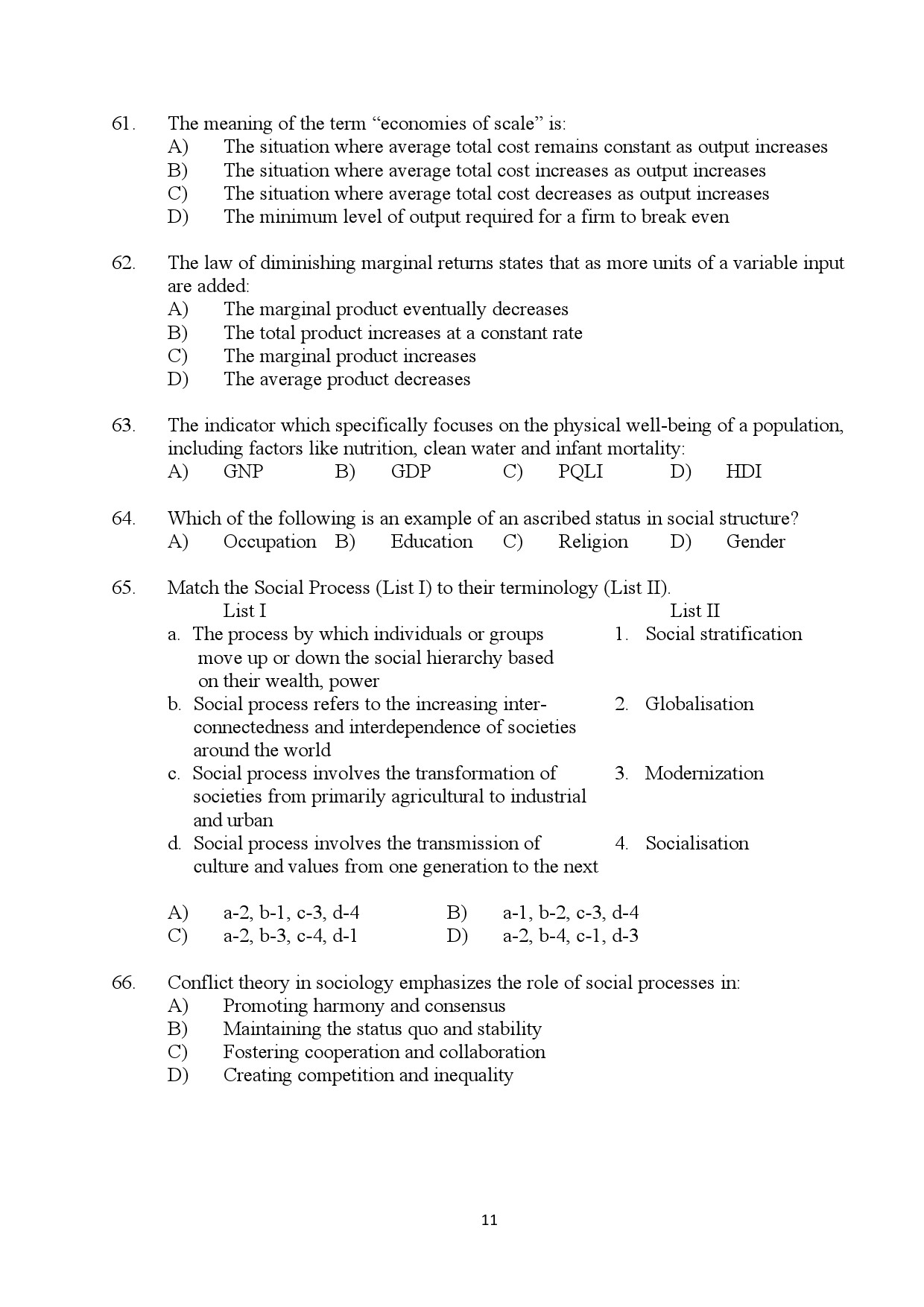 Kerala SET Social Work Exam Question Paper January 2024 11