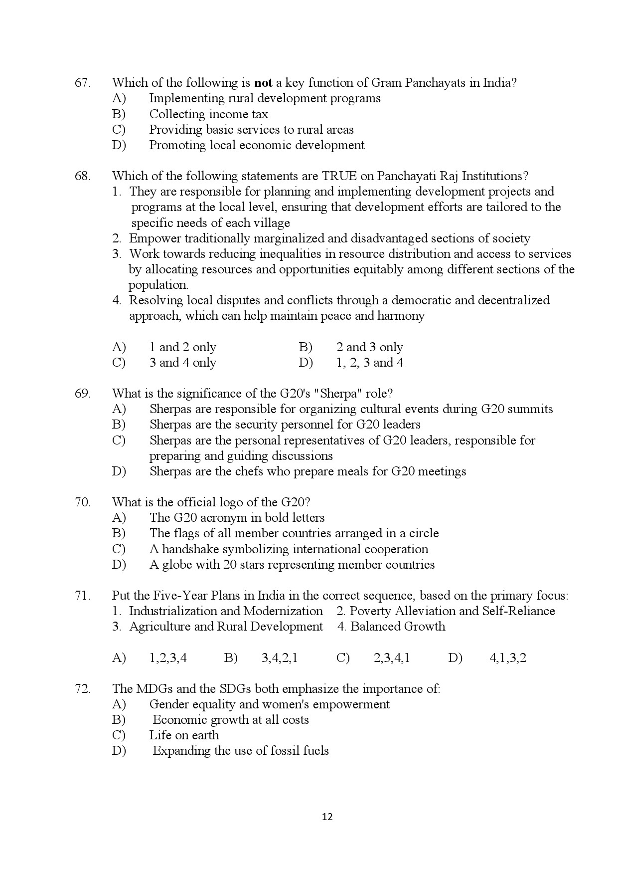 Kerala SET Social Work Exam Question Paper January 2024 12