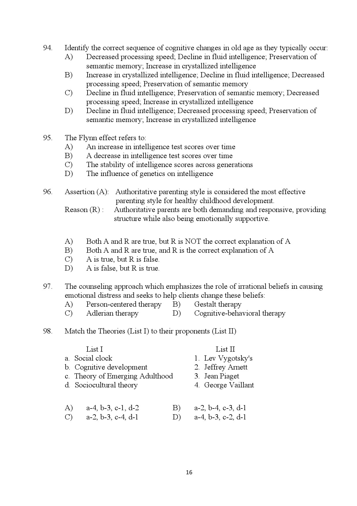 Kerala SET Social Work Exam Question Paper January 2024 16