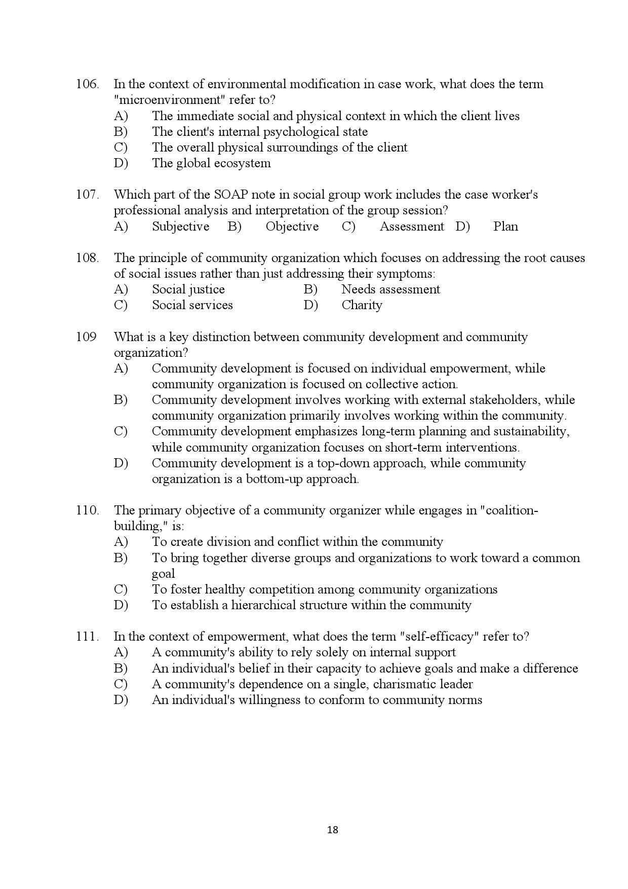 Kerala SET Social Work Exam Question Paper January 2024 18