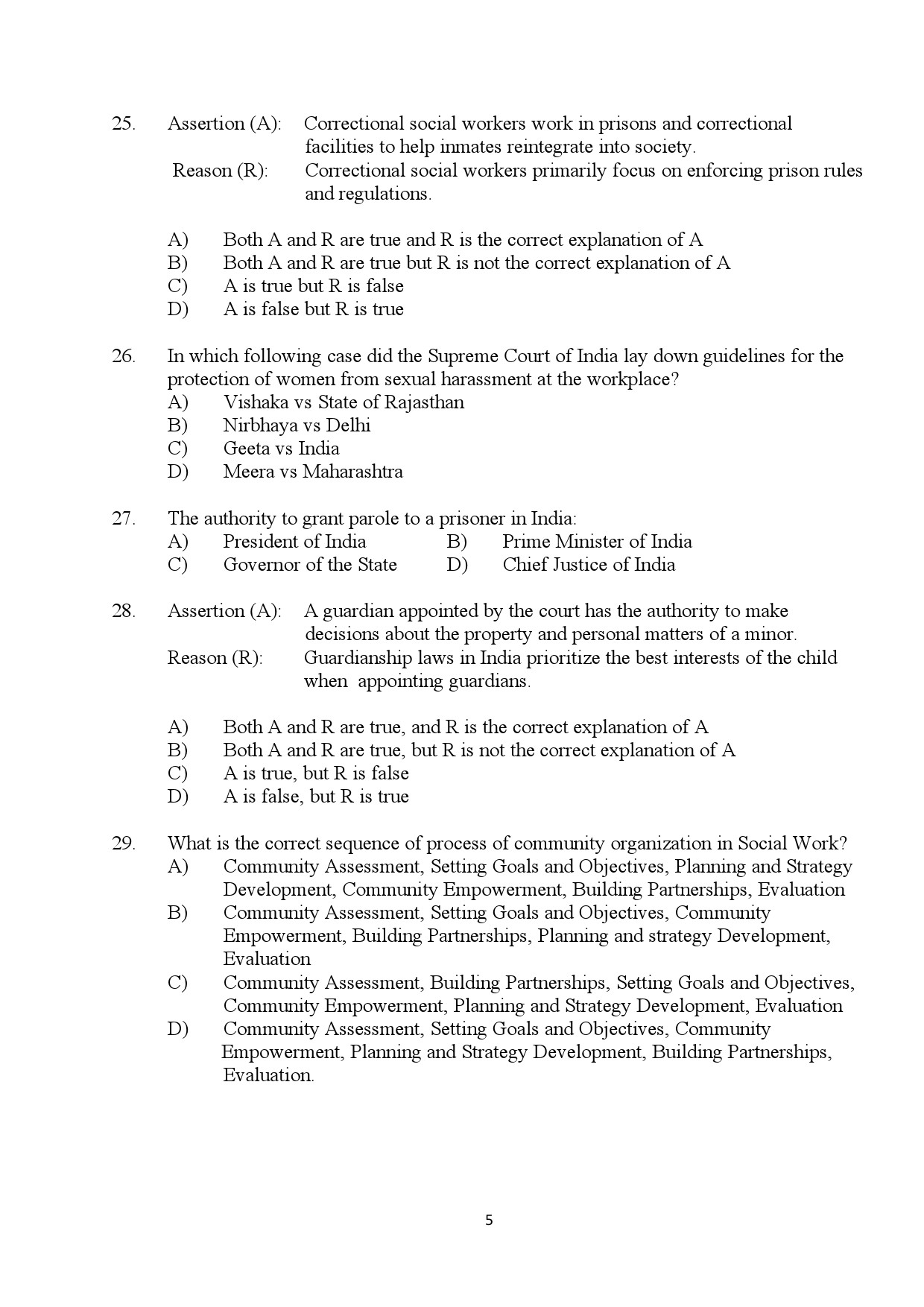 Kerala SET Social Work Exam Question Paper January 2024 5