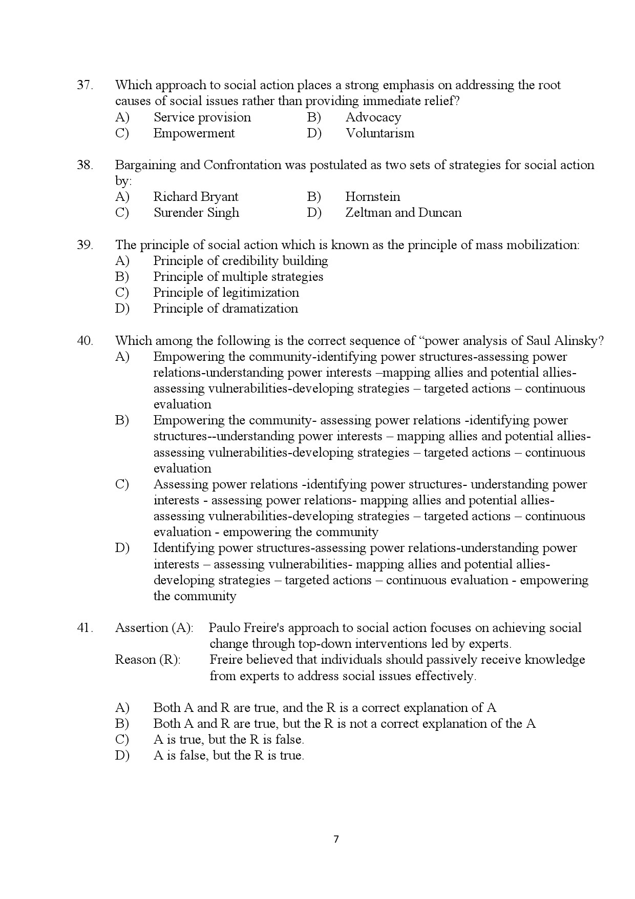 Kerala SET Social Work Exam Question Paper January 2024 7