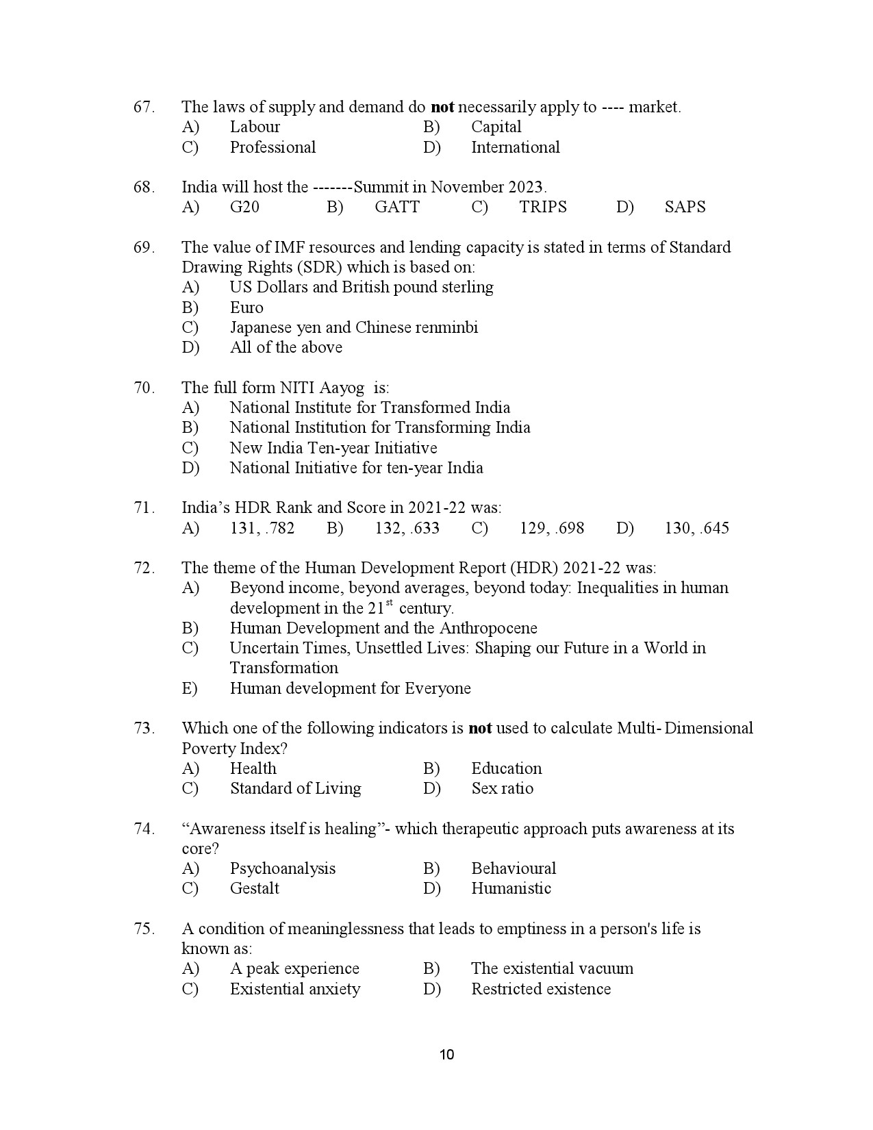 Kerala SET Social Work Exam Question Paper July 2023 10