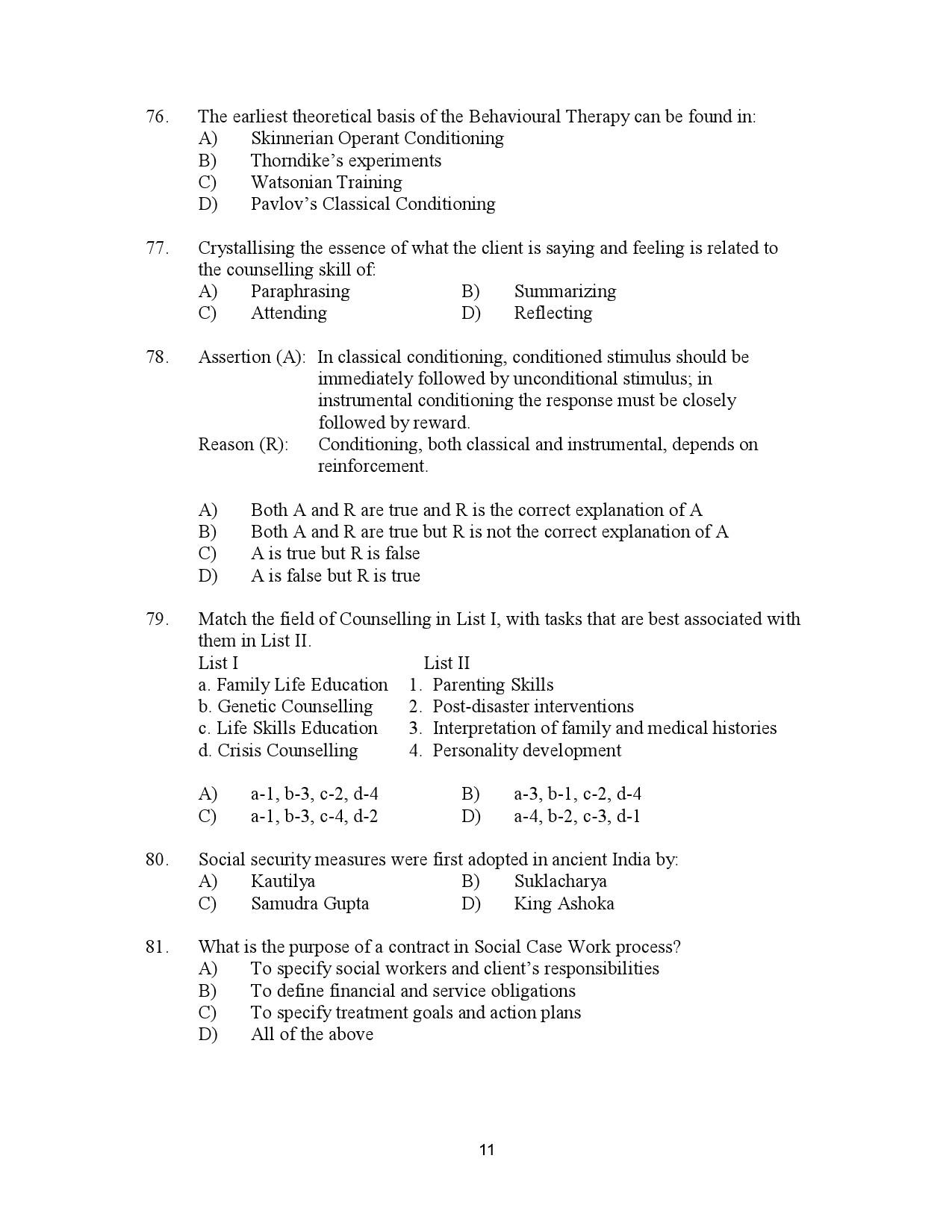 Kerala SET Social Work Exam Question Paper July 2023 11