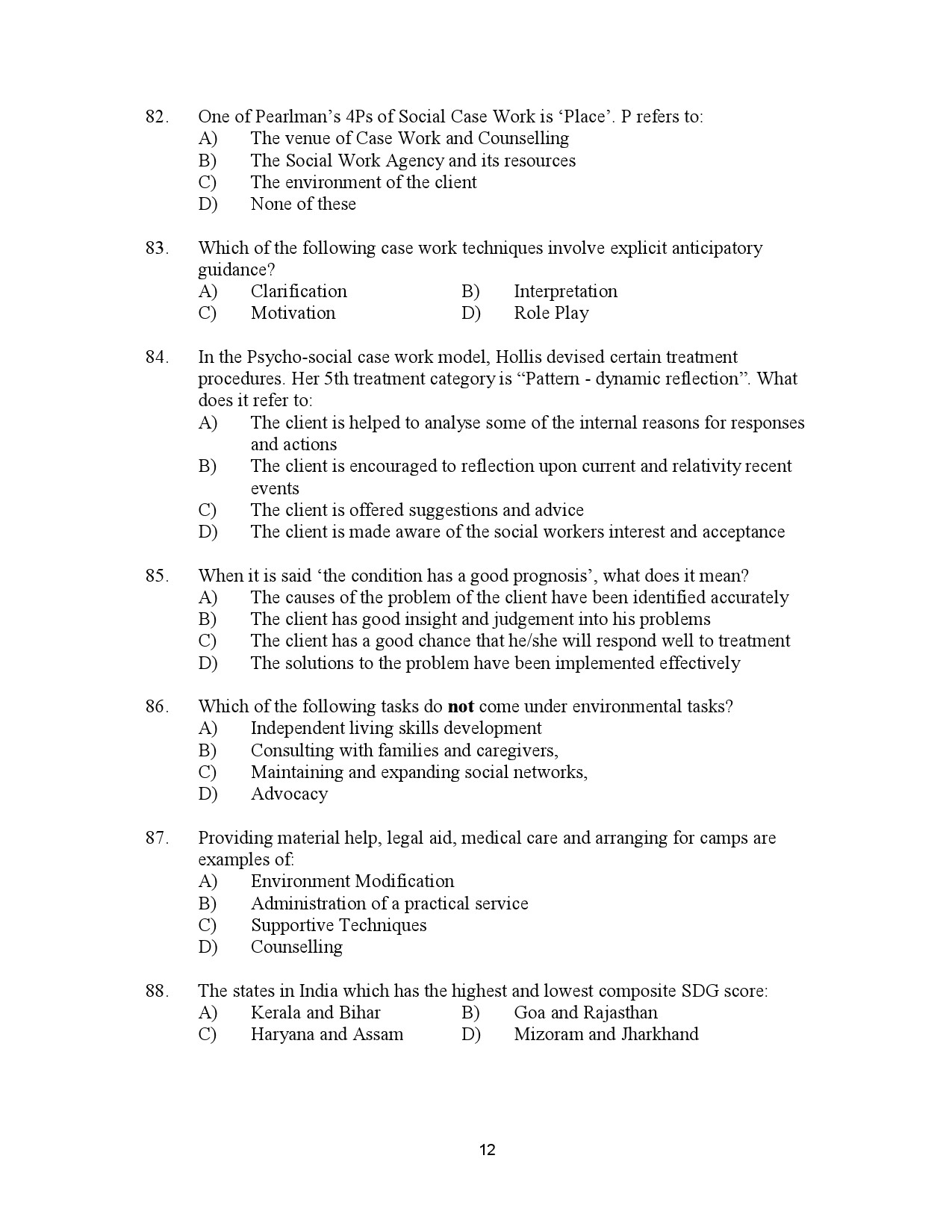 Kerala SET Social Work Exam Question Paper July 2023 12