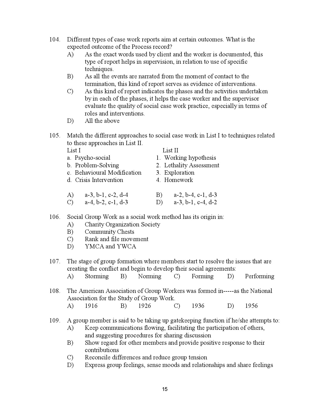 Kerala SET Social Work Exam Question Paper July 2023 15