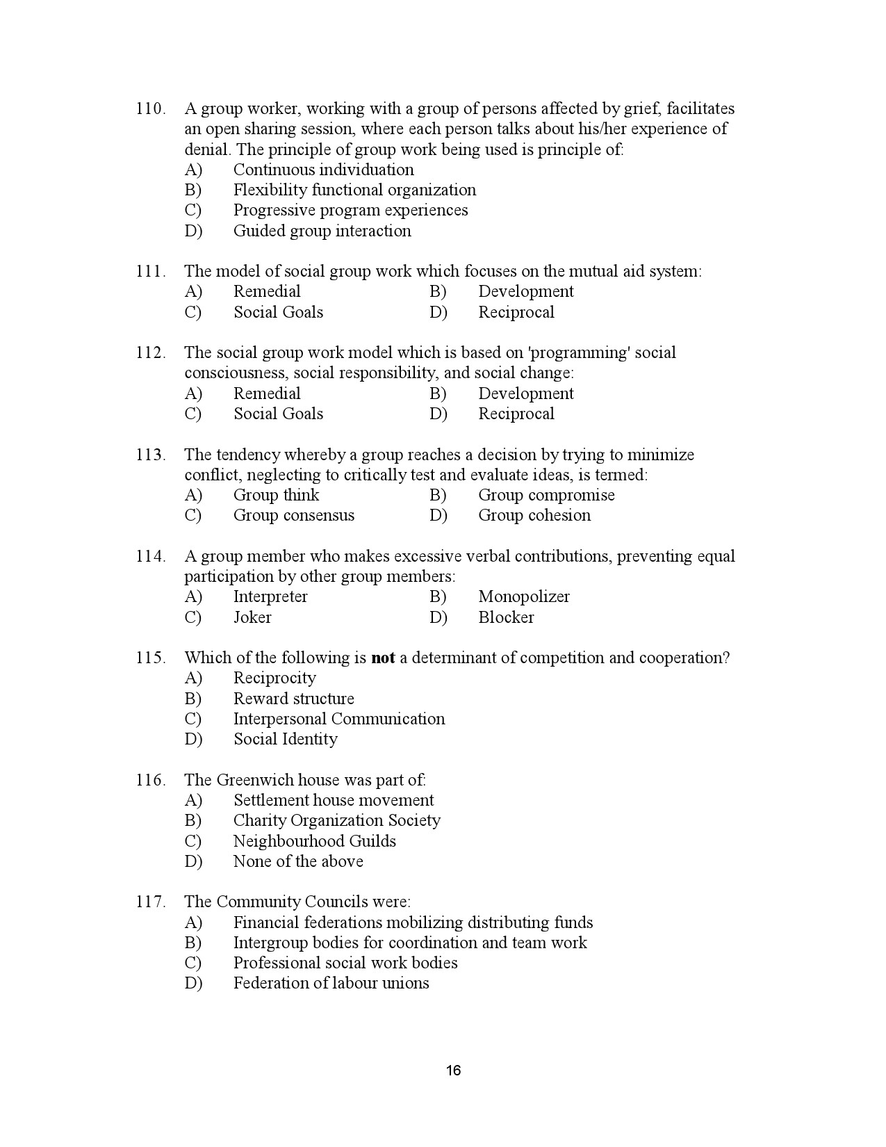 Kerala SET Social Work Exam Question Paper July 2023 16