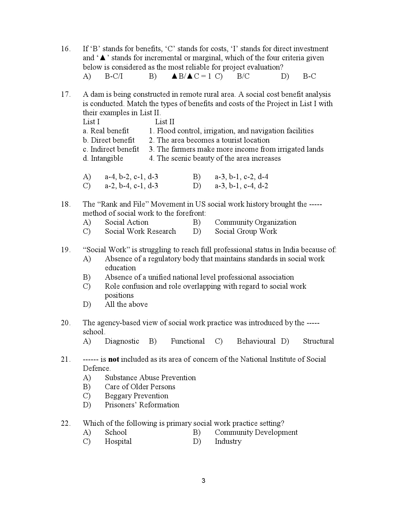 Kerala SET Social Work Exam Question Paper July 2023 3