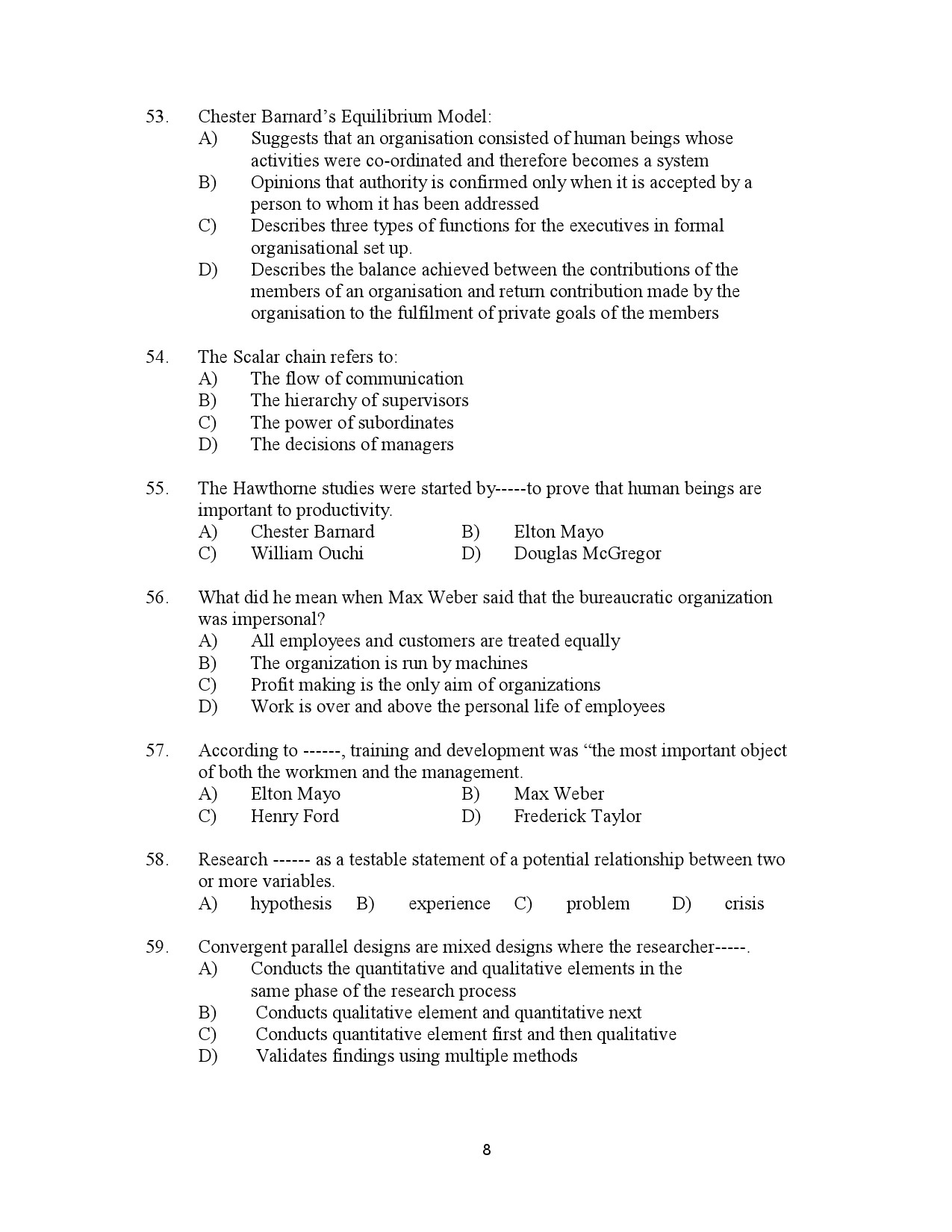 Kerala SET Social Work Exam Question Paper July 2023 8