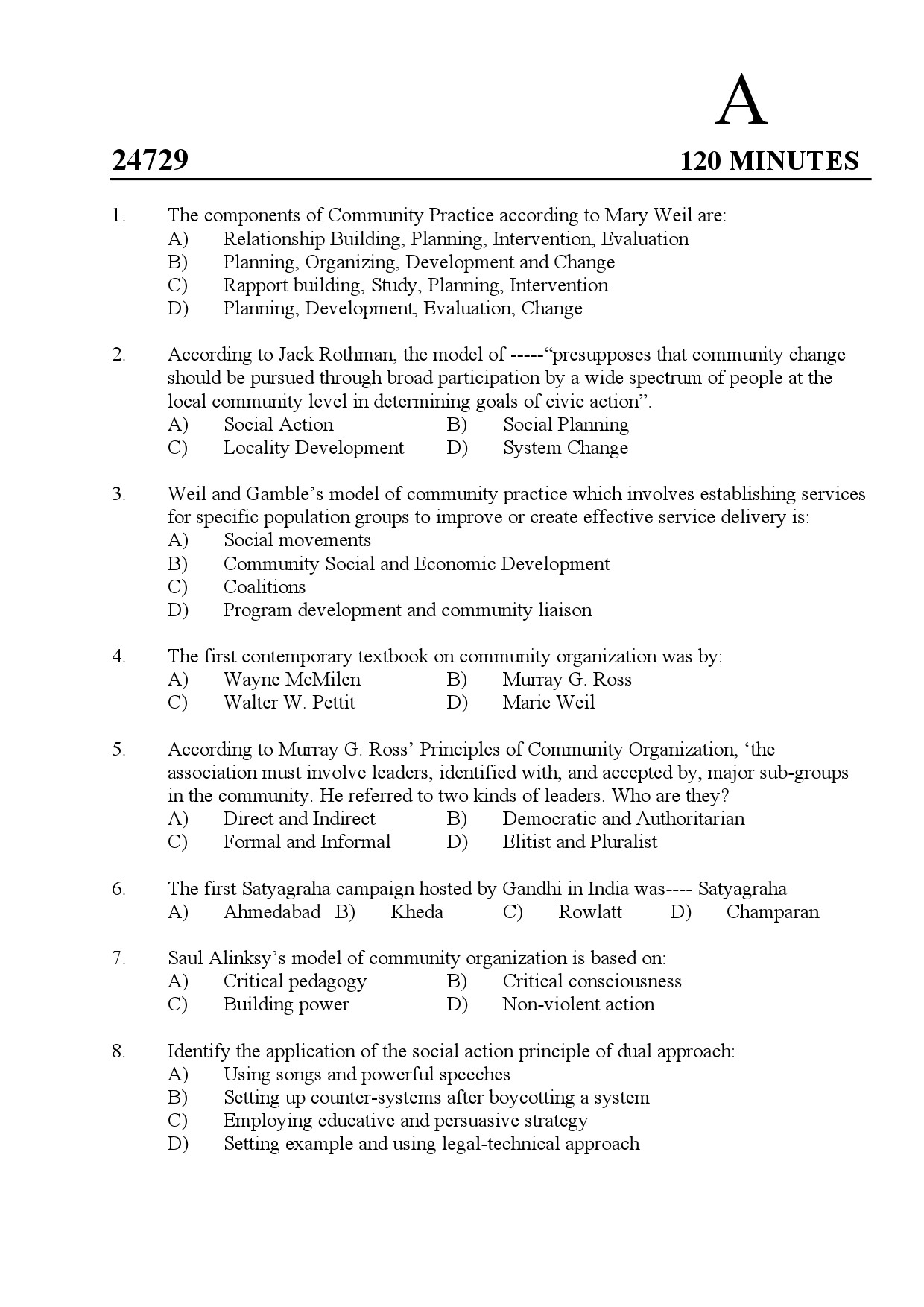 Kerala SET Social Work Exam Question Paper July 2024 1