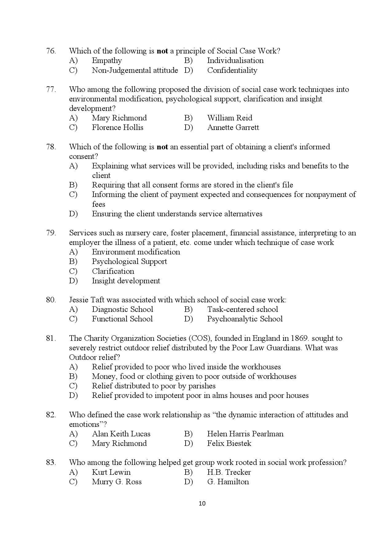 Kerala SET Social Work Exam Question Paper July 2024 10