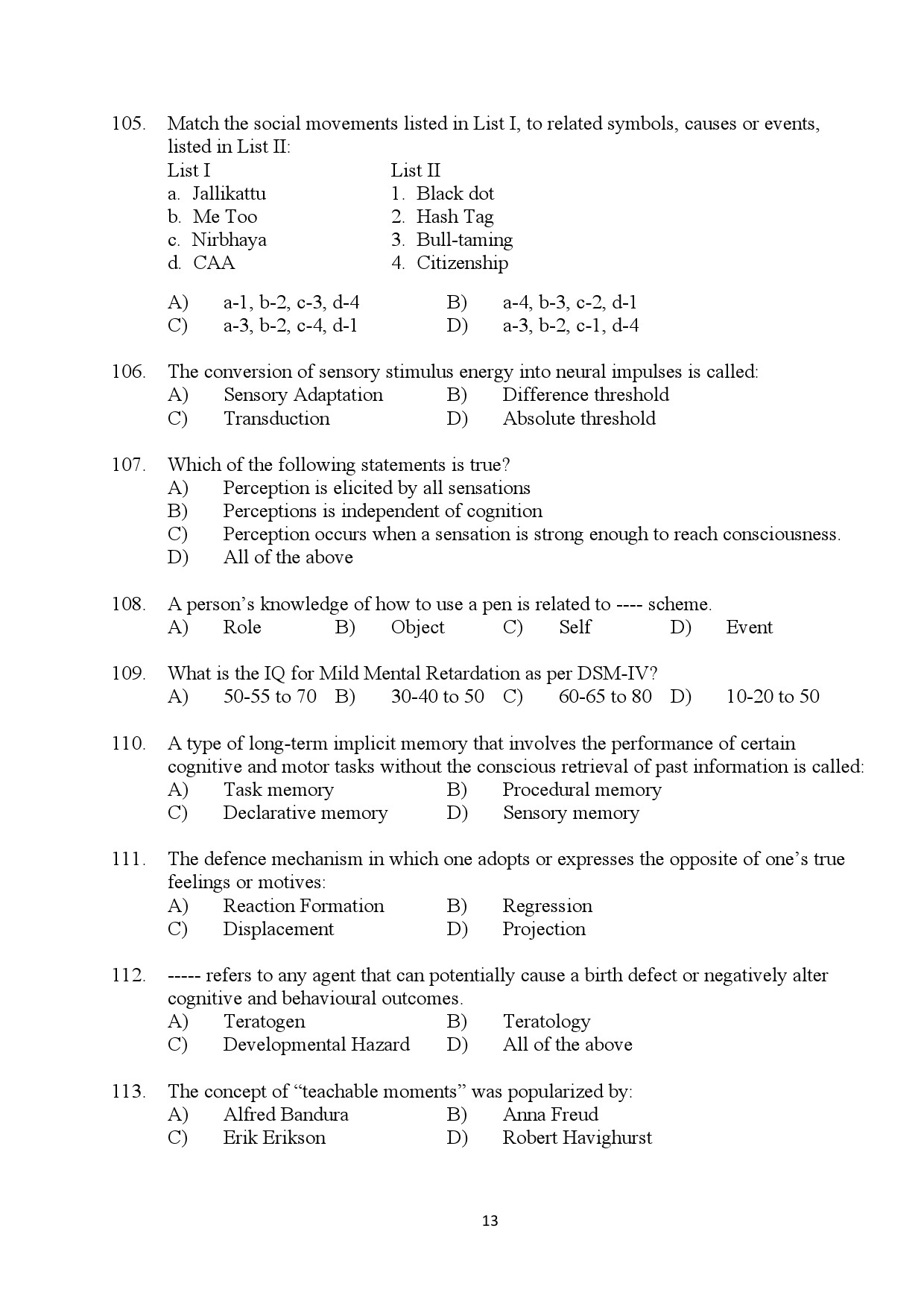 Kerala SET Social Work Exam Question Paper July 2024 13