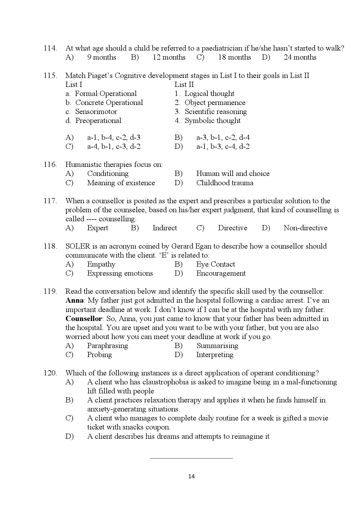 Kerala SET Social Work Exam Question Paper July 2024 14