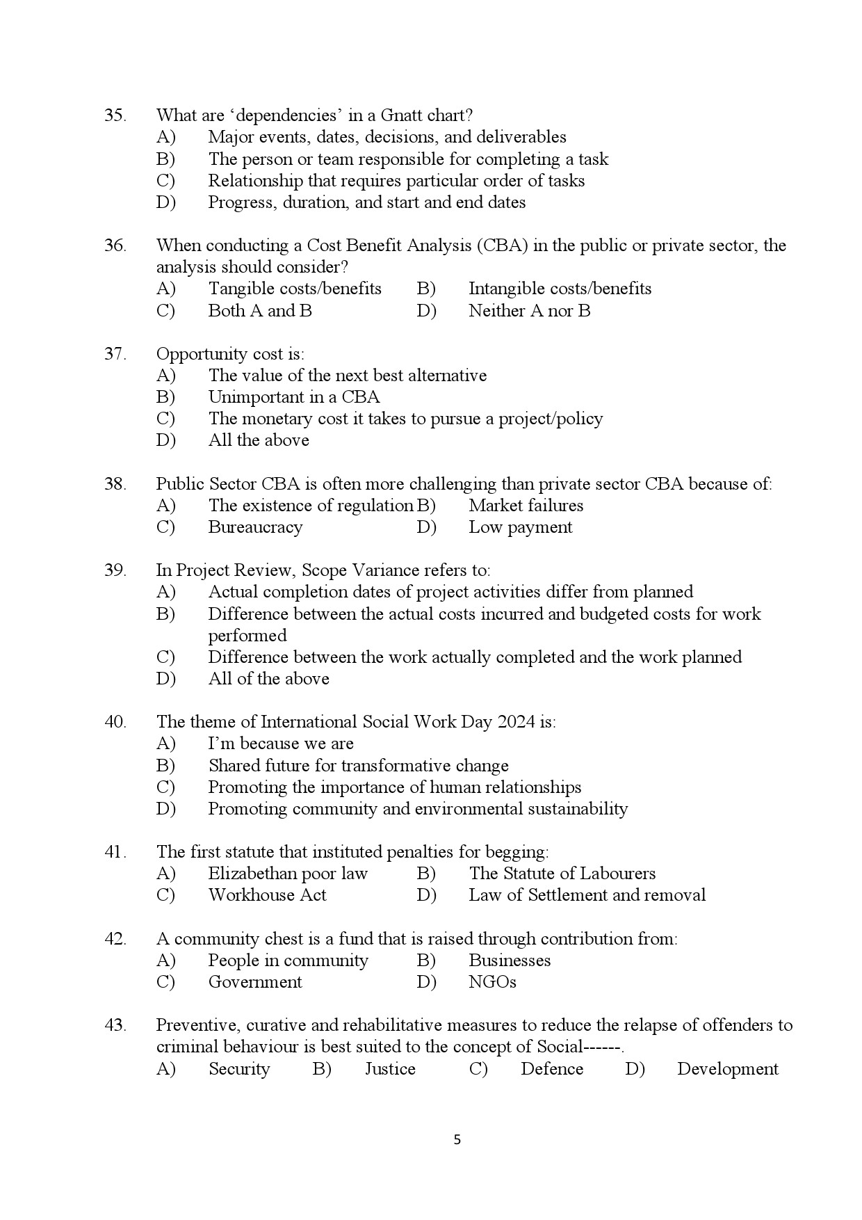 Kerala SET Social Work Exam Question Paper July 2024 5