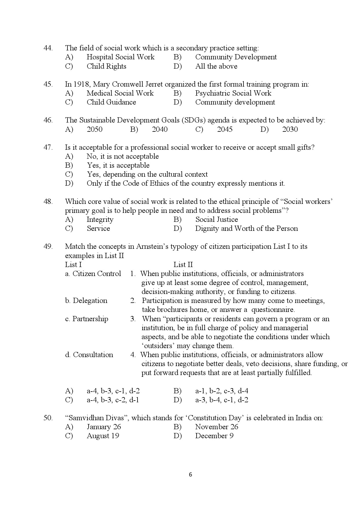 Kerala SET Social Work Exam Question Paper July 2024 6