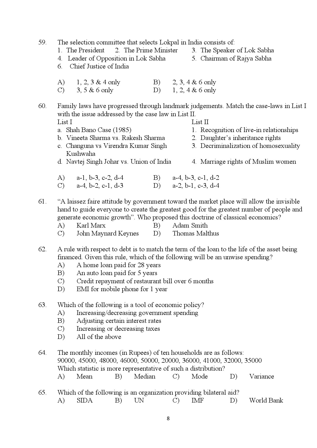 Kerala SET Social Work Exam Question Paper July 2024 8