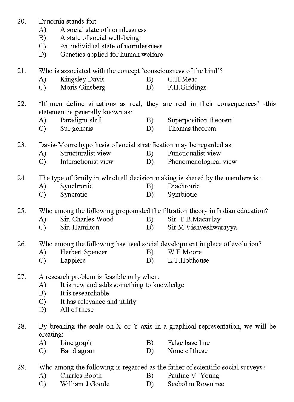 Kerala SET Sociology Exam 2012 Question Code 12930 3