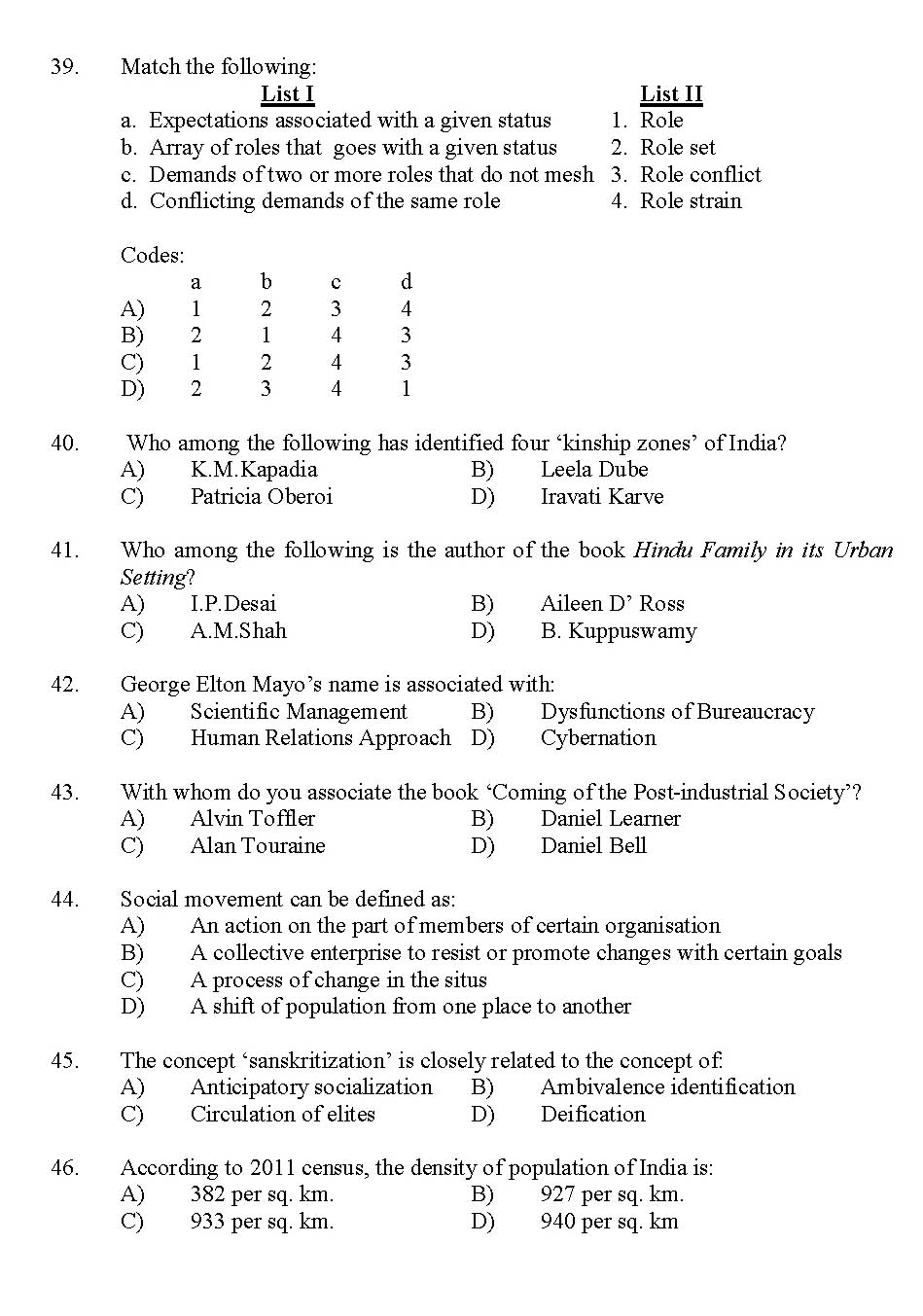 Kerala SET Sociology Exam 2012 Question Code 12930 5