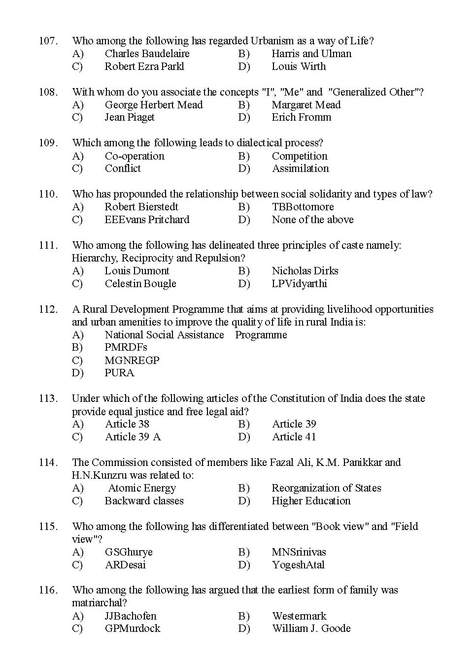 Kerala SET Sociology Exam 2014 Question Code 14230 14