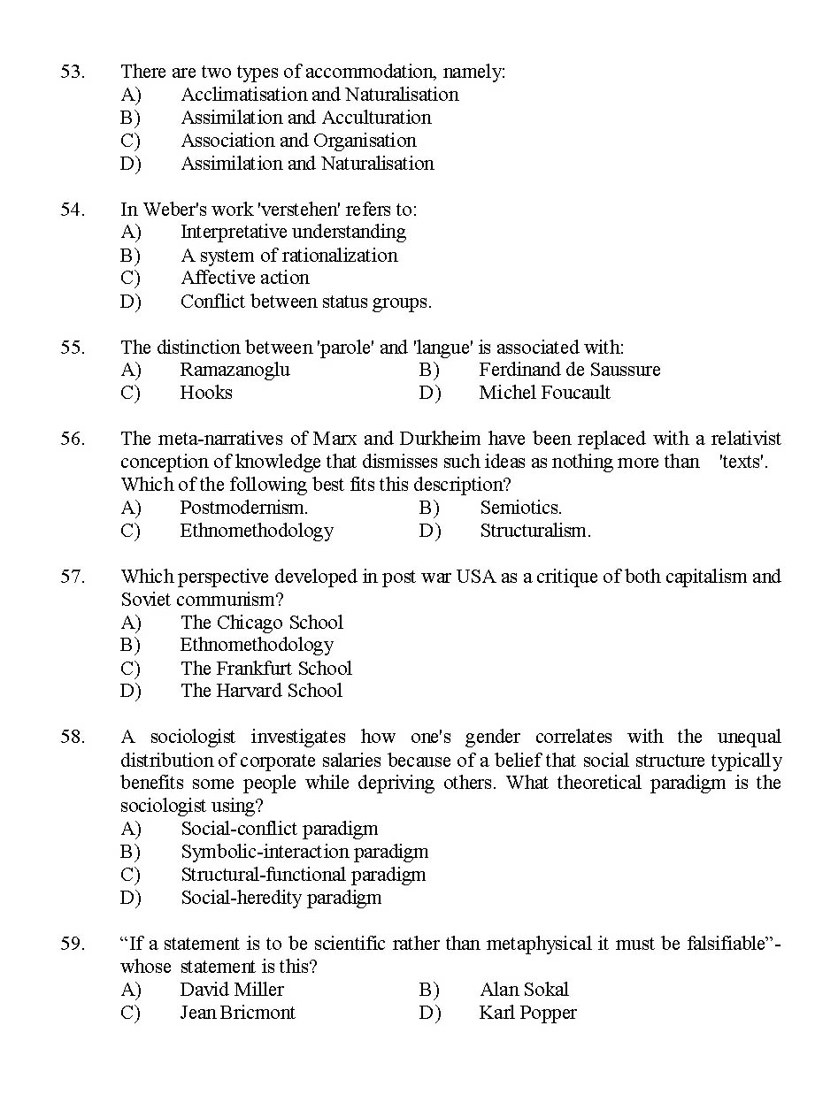 Kerala SET Sociology Exam 2015 Question Code 15630 7