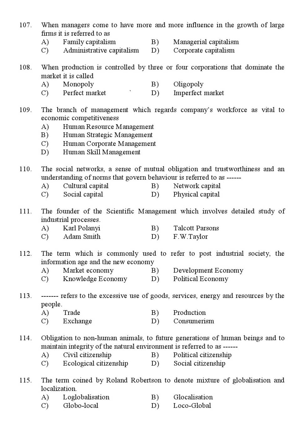 Kerala SET Sociology Exam 2016 Question Code 16630 A 15