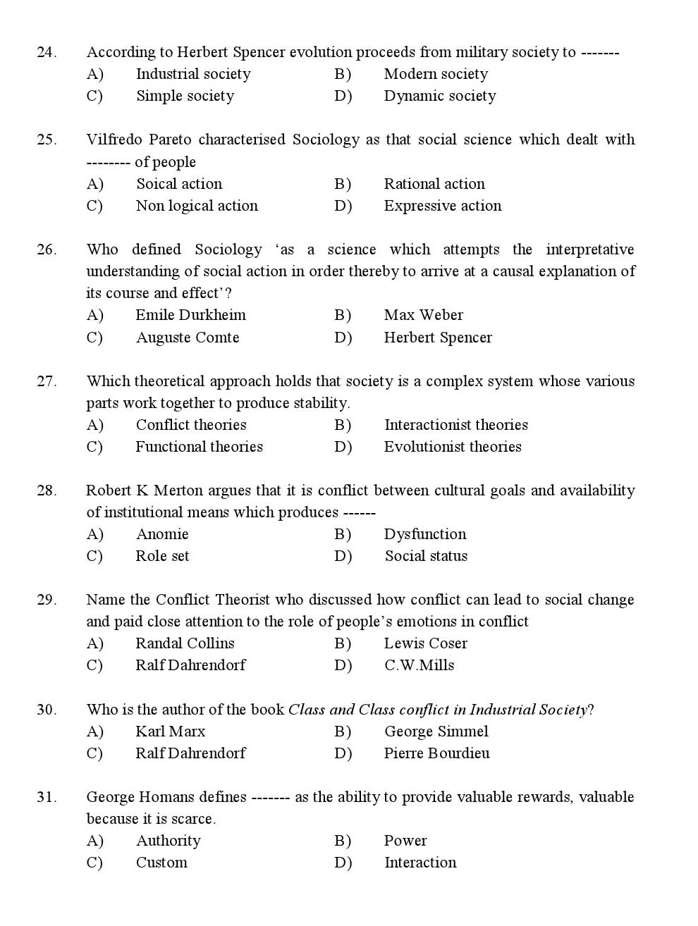 Kerala SET Sociology Exam 2016 Question Code 16630 A 4