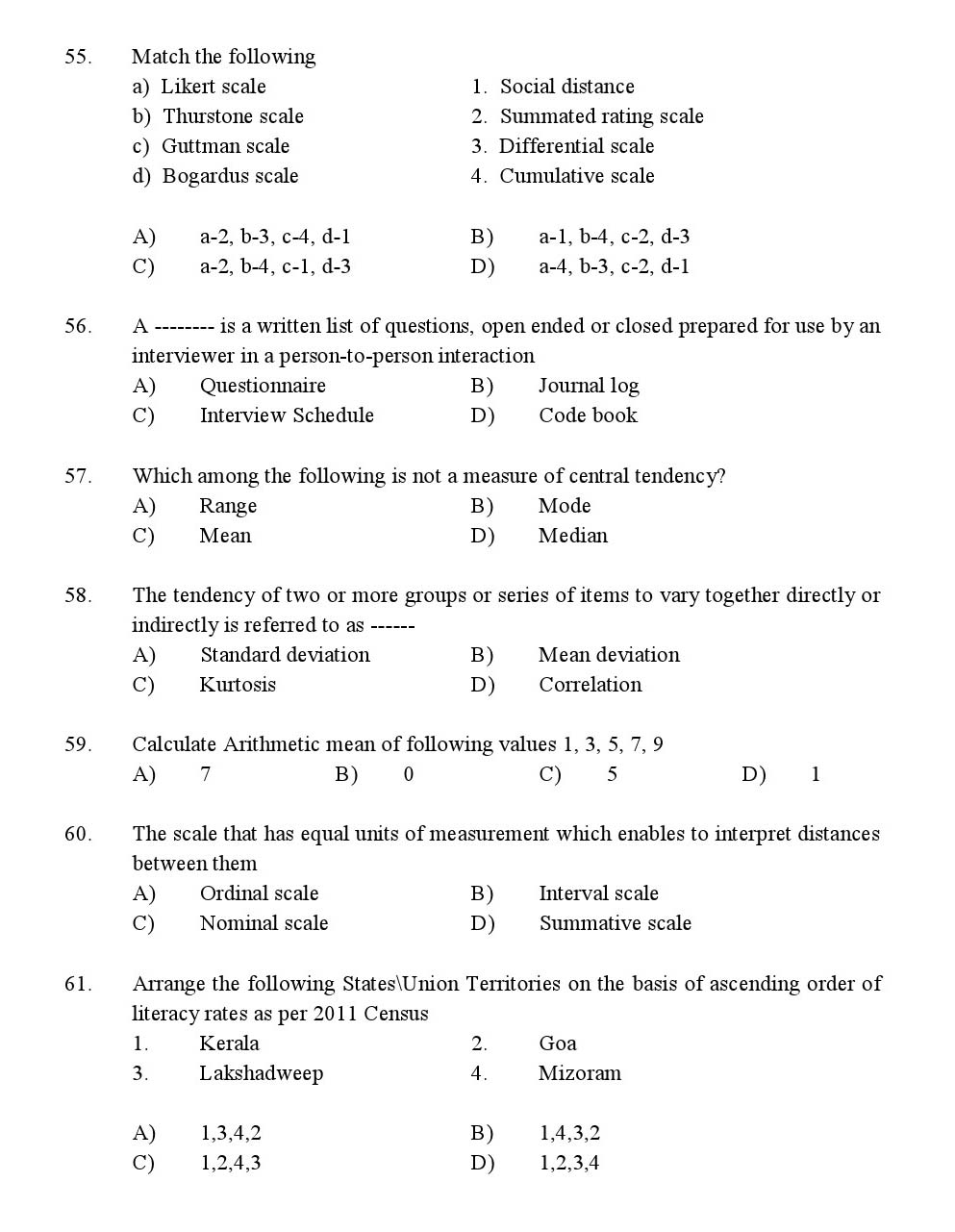 Kerala SET Sociology Exam 2016 Question Code 16630 A 8