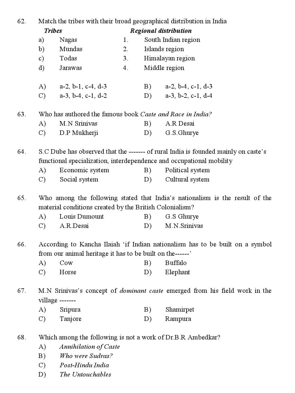 Kerala SET Sociology Exam 2016 Question Code 16630 A 9