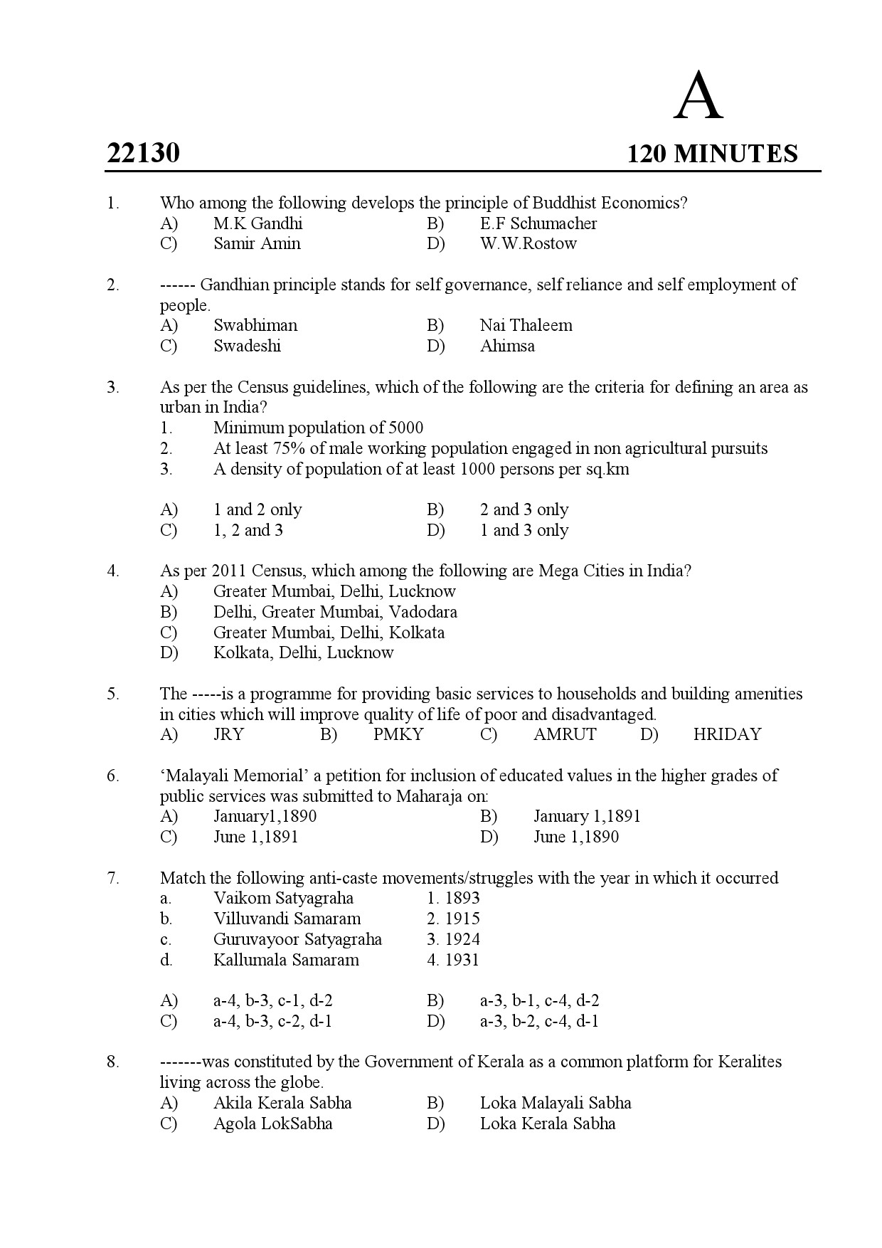 Kerala SET Sociology Exam Question Paper January 2022 1