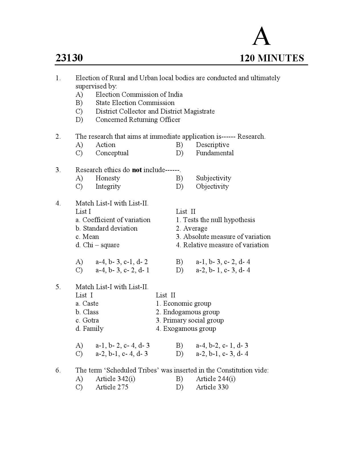 Kerala SET Sociology Exam Question Paper January 2023 1