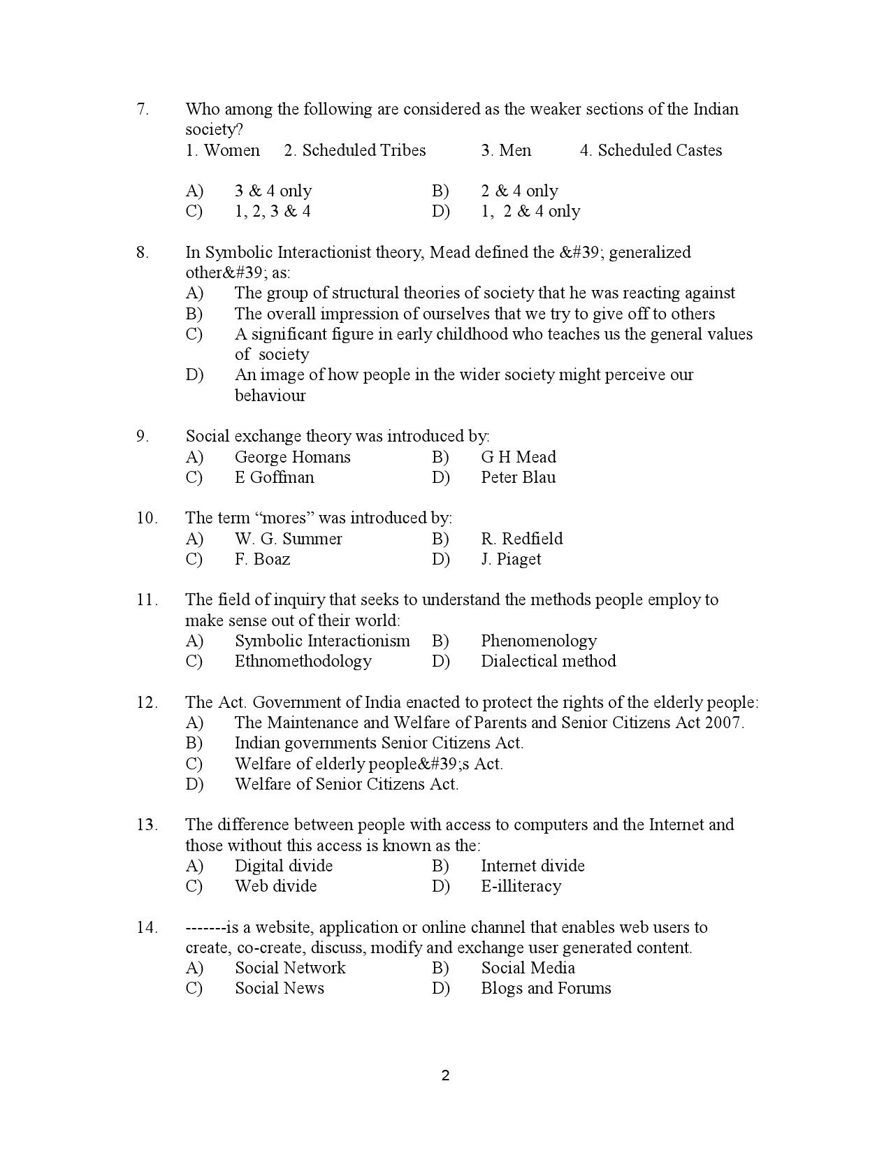 Kerala SET Sociology Exam Question Paper January 2023 2