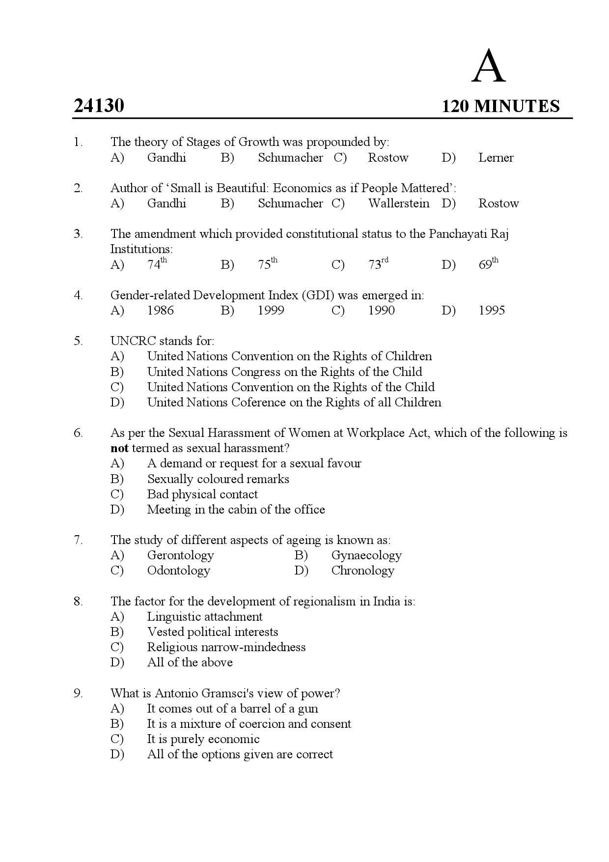 Kerala SET Sociology Exam Question Paper January 2024 1