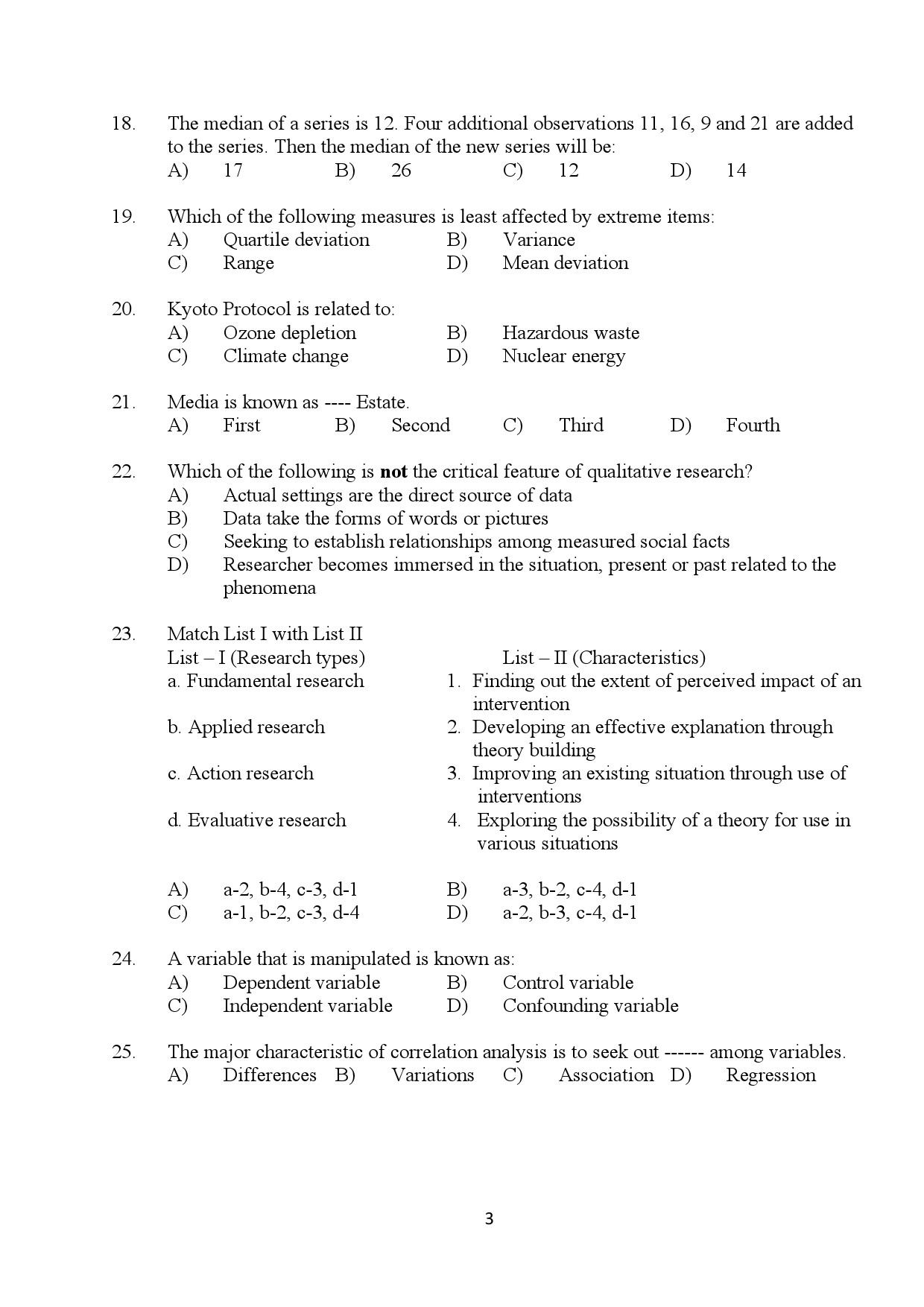 Kerala SET Sociology Exam Question Paper January 2024 3