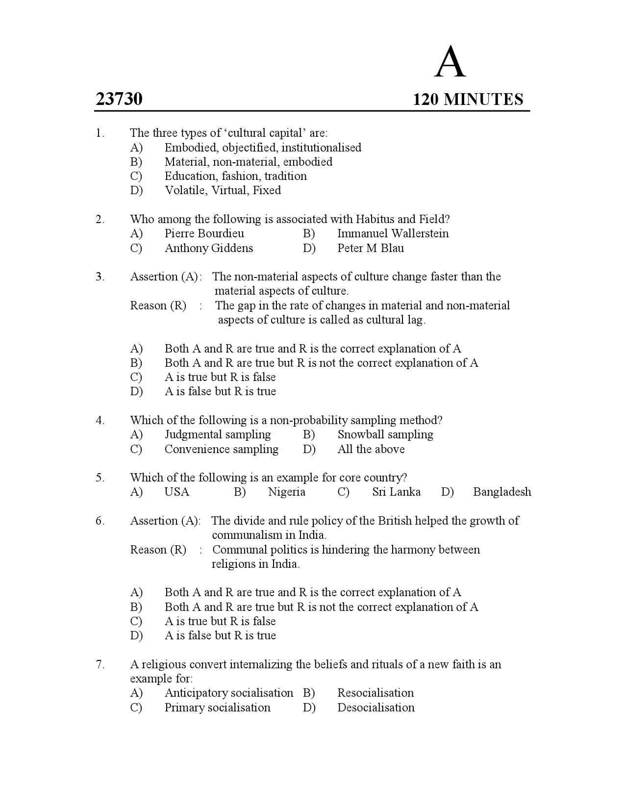 Kerala SET Sociology Exam Question Paper July 2023 1