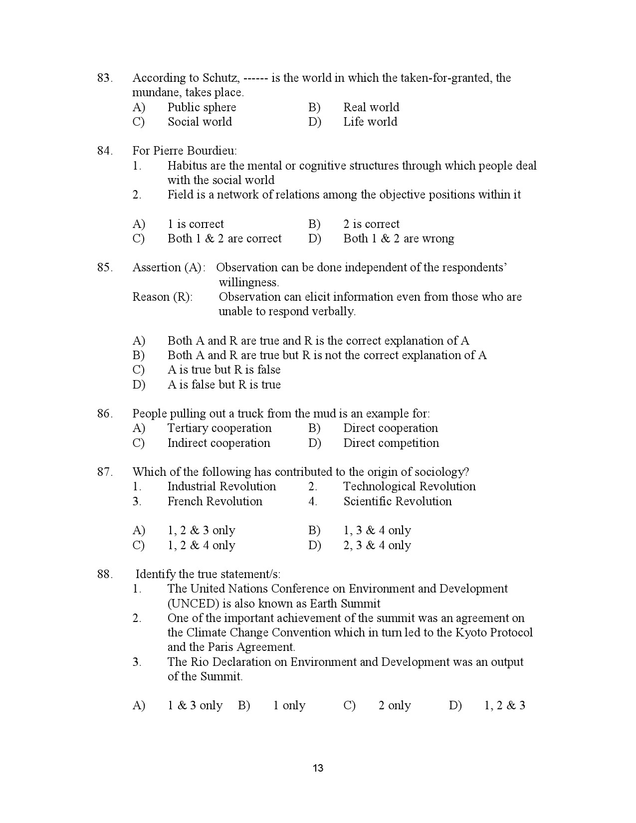 Kerala SET Sociology Exam Question Paper July 2023 13