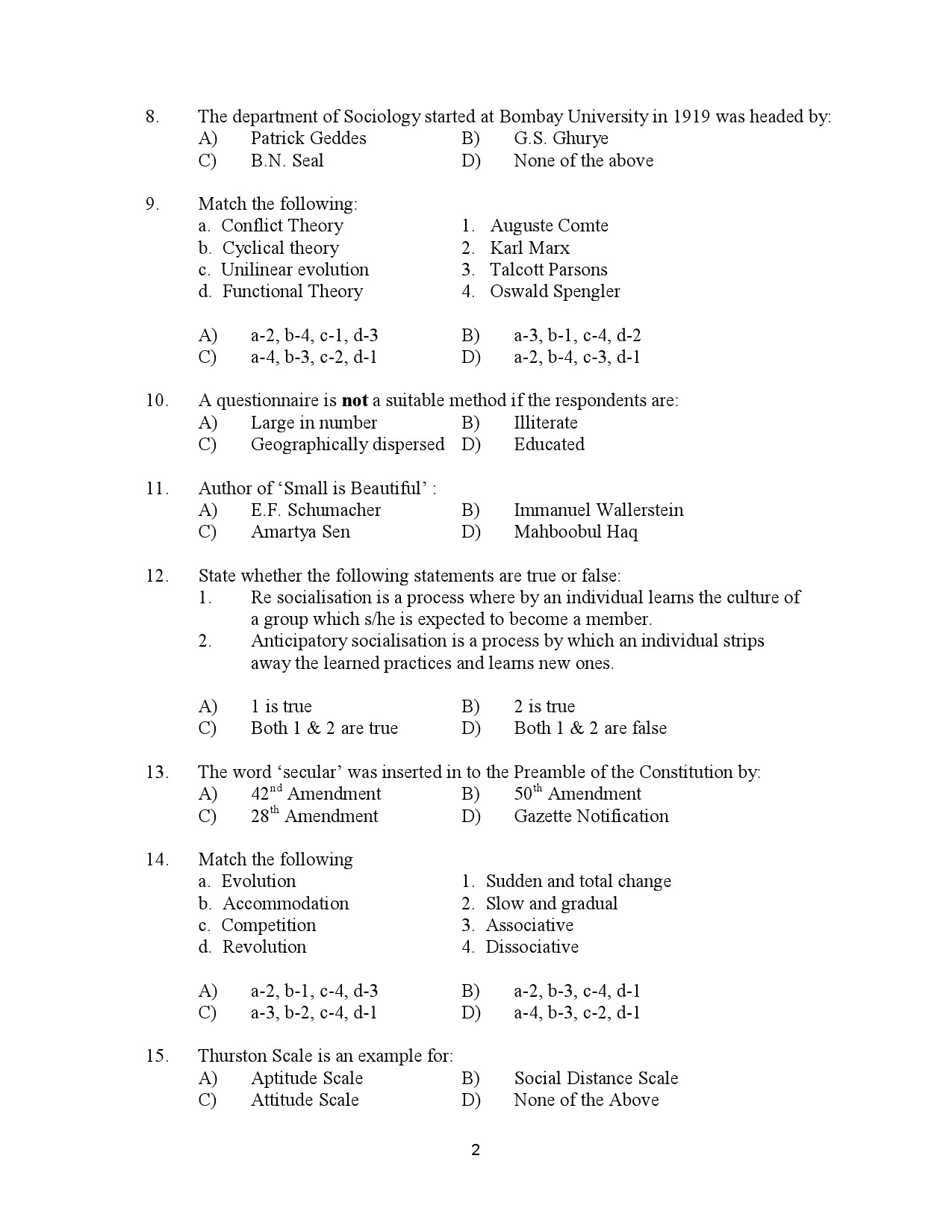 Kerala SET Sociology Exam Question Paper July 2023 2