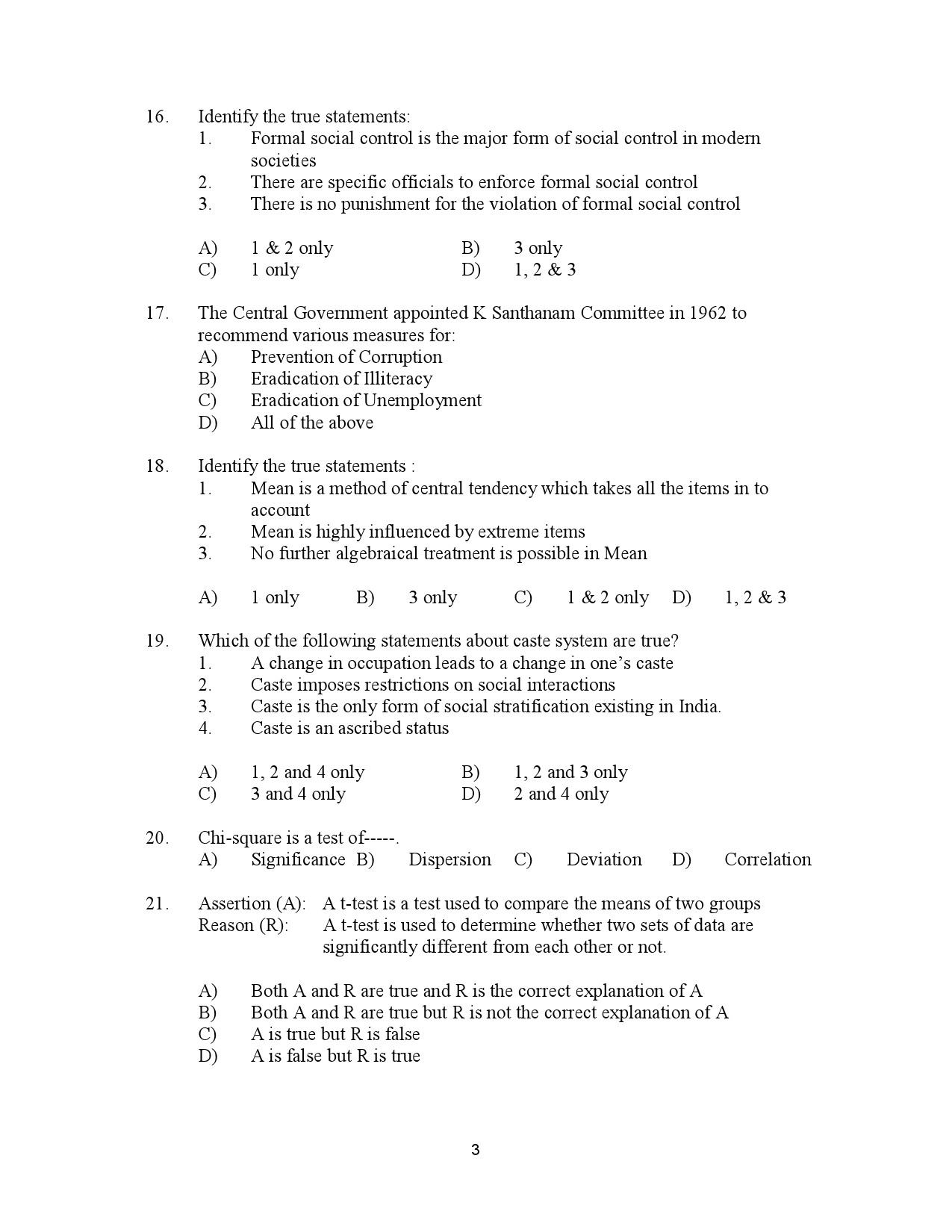 Kerala SET Sociology Exam Question Paper July 2023 3