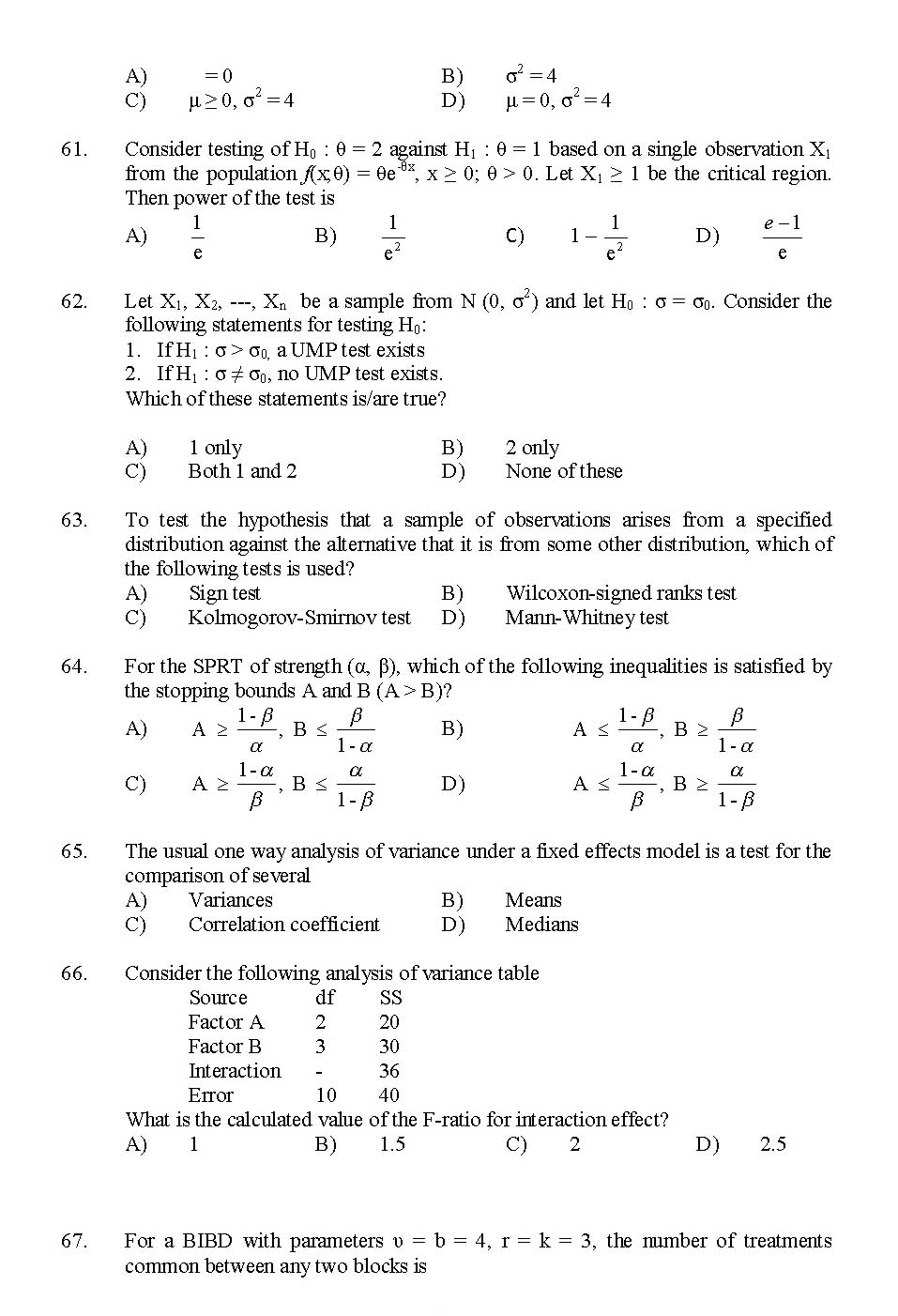 Kerala SET Statistics Exam 2014 Question Code 14231 9