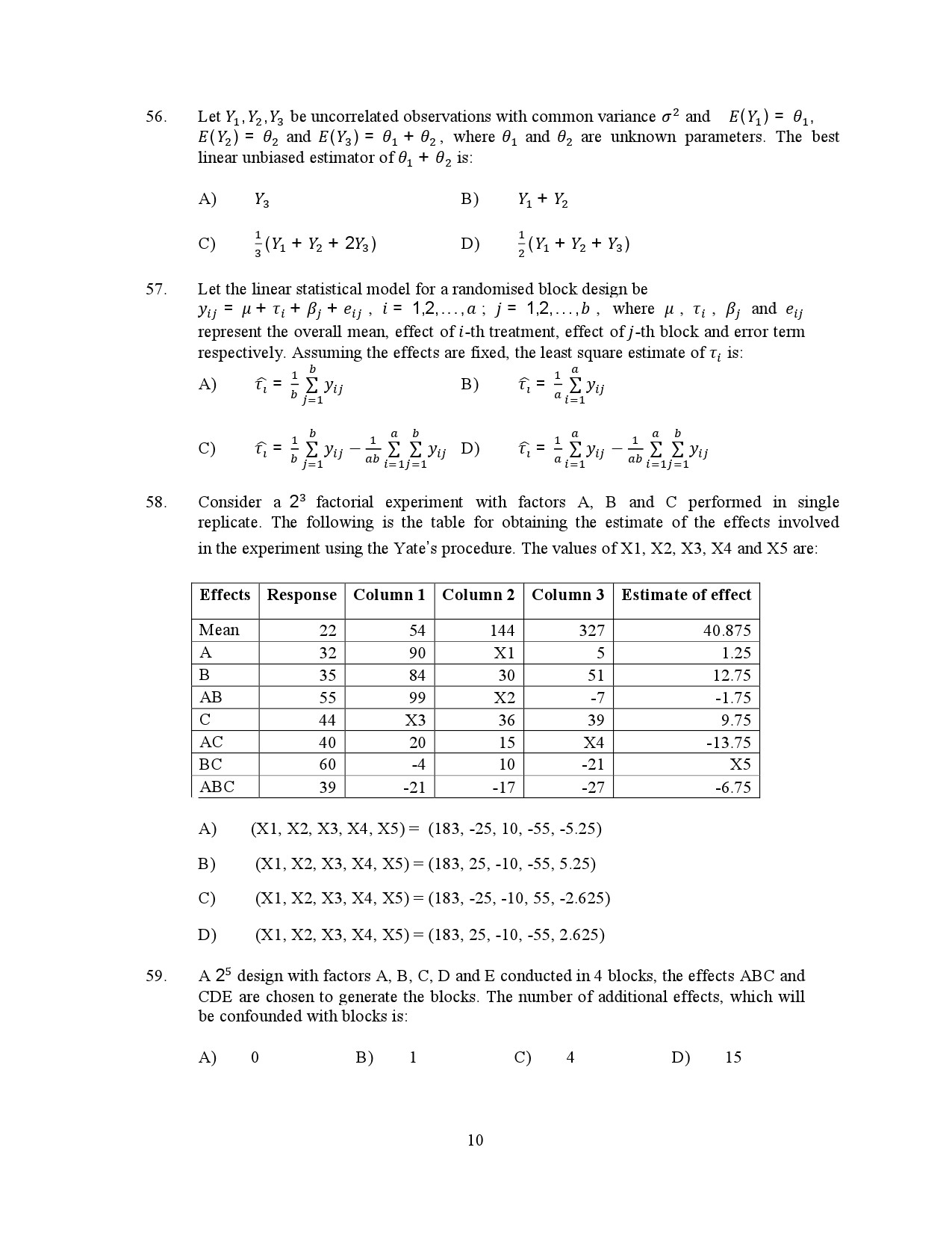 Kerala SET Statistics Exam Question Paper January 2023 10