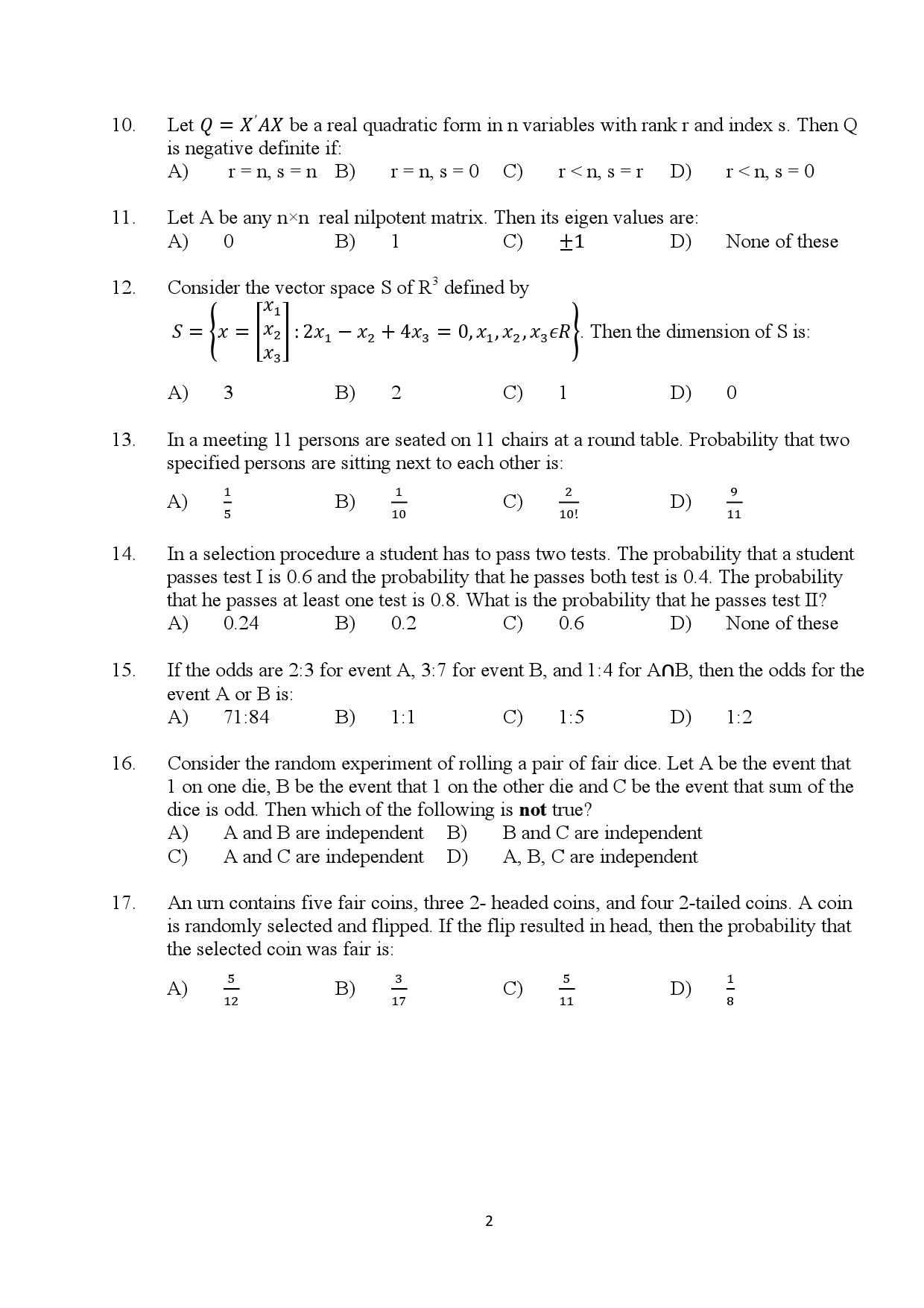 Kerala SET Statistics Exam Question Paper January 2024 2