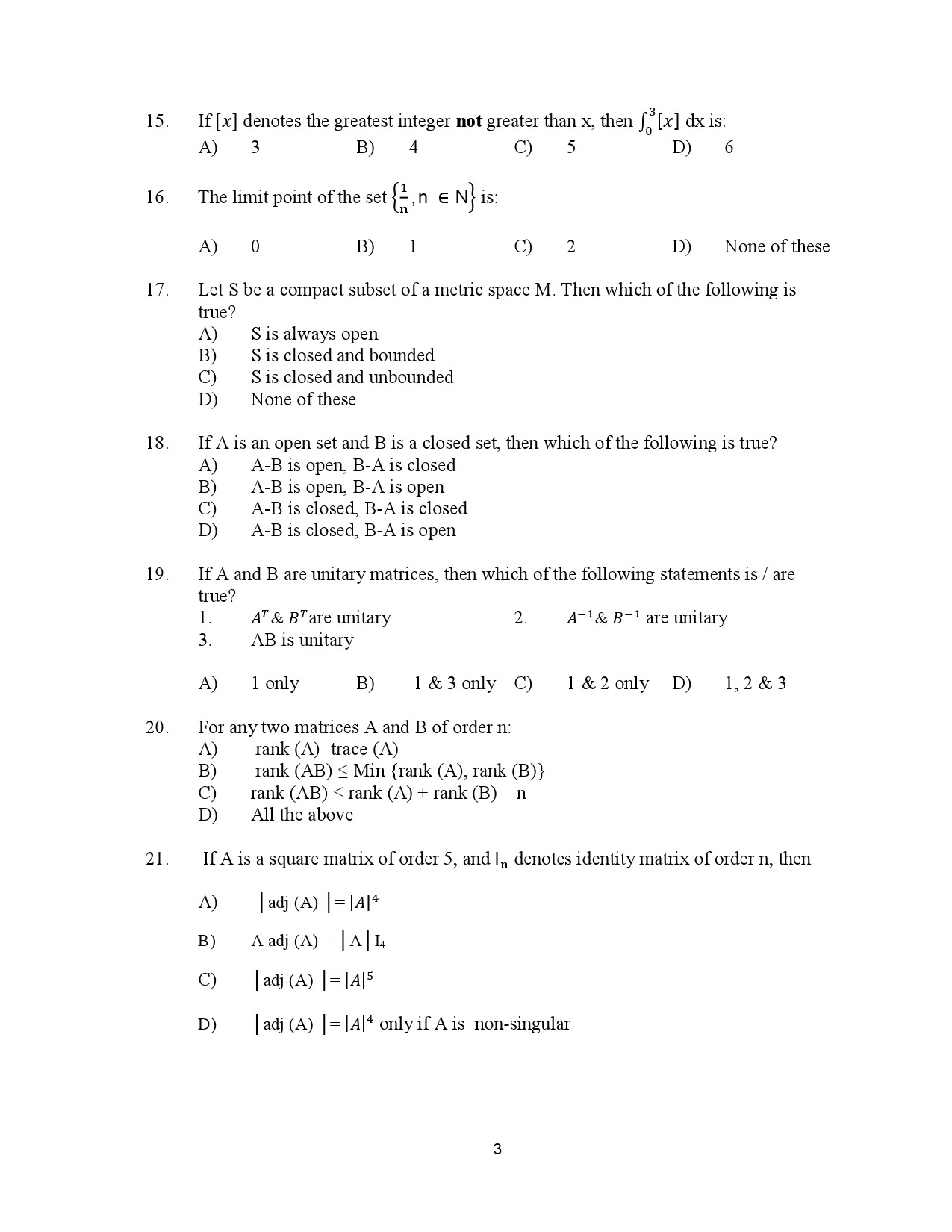 Kerala SET Statistics Exam Question Paper July 2023 3