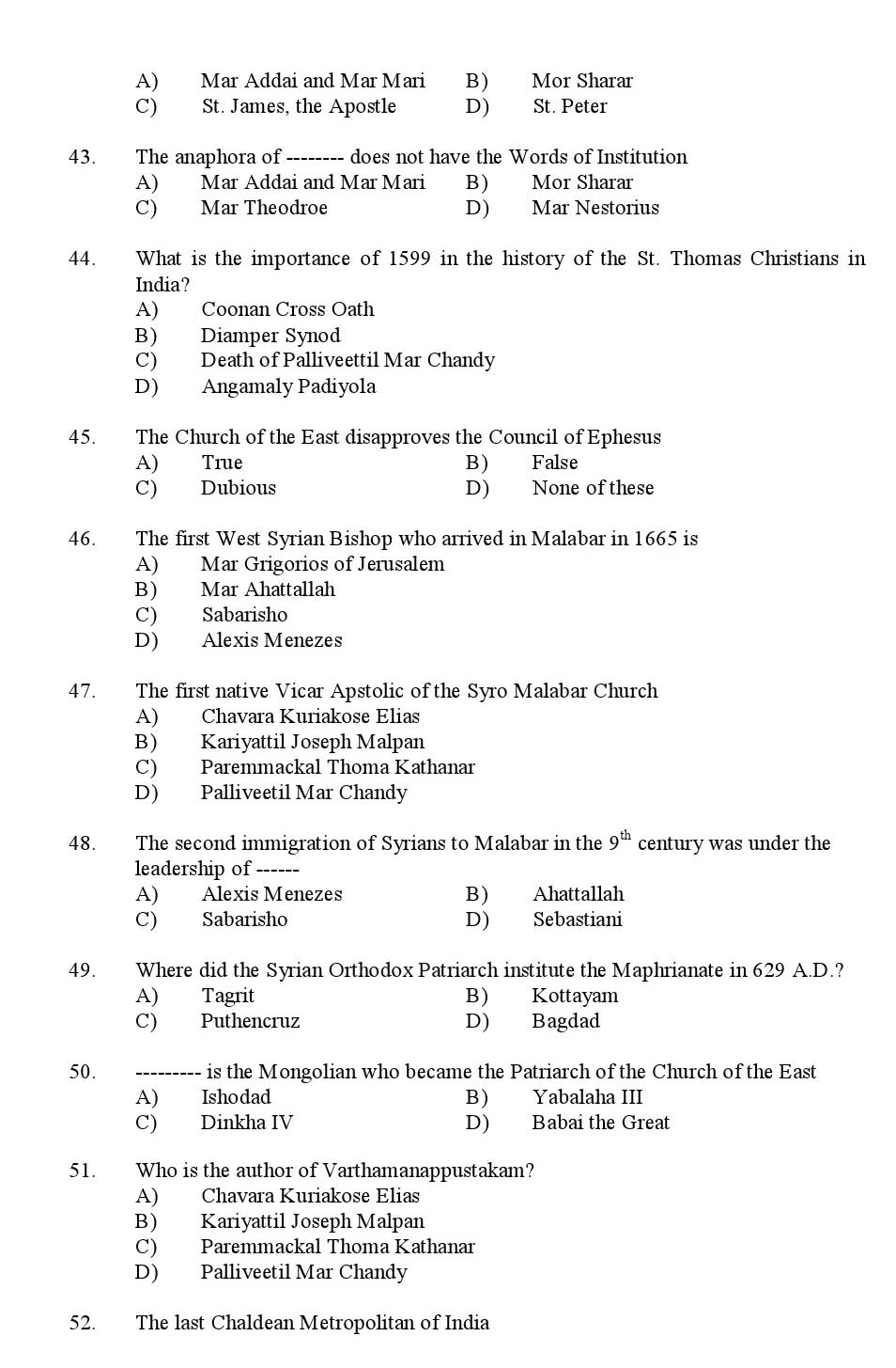 Kerala SET Syriac Exam 2013 Question Code 13632 5