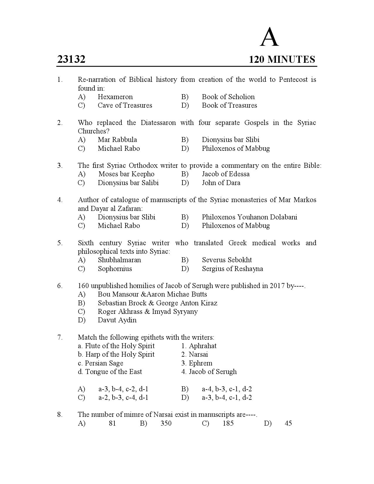 Kerala SET Syriac Exam Question Paper January 2023 1