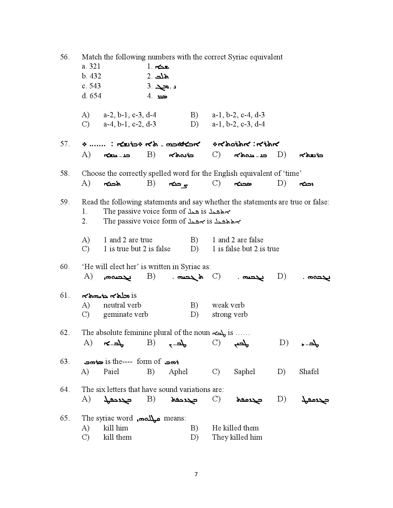 Kerala SET Syriac Exam Question Paper January 2023 7