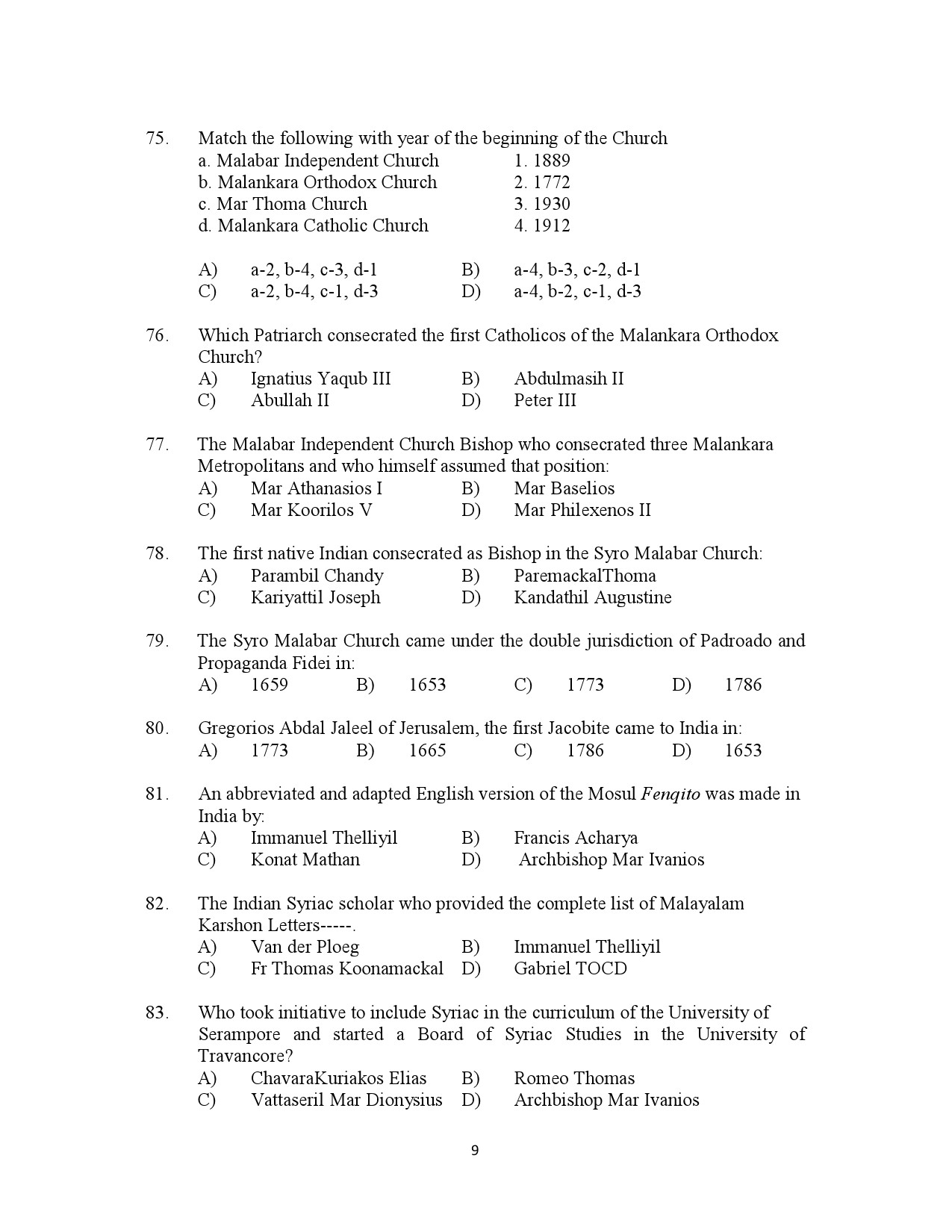 Kerala SET Syriac Exam Question Paper January 2023 9