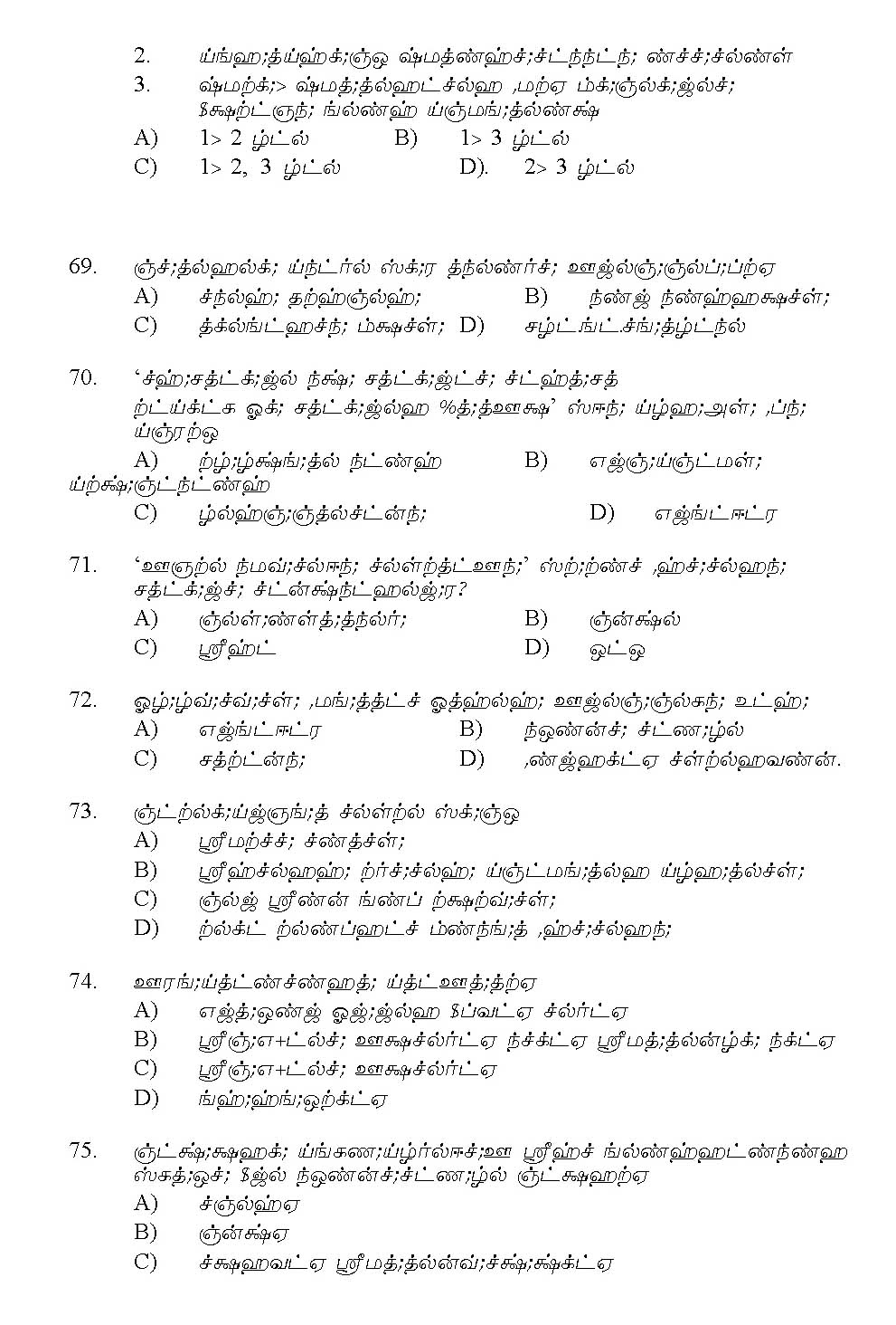 Kerala SET Tamil Exam 2011 Question Code 91133 11