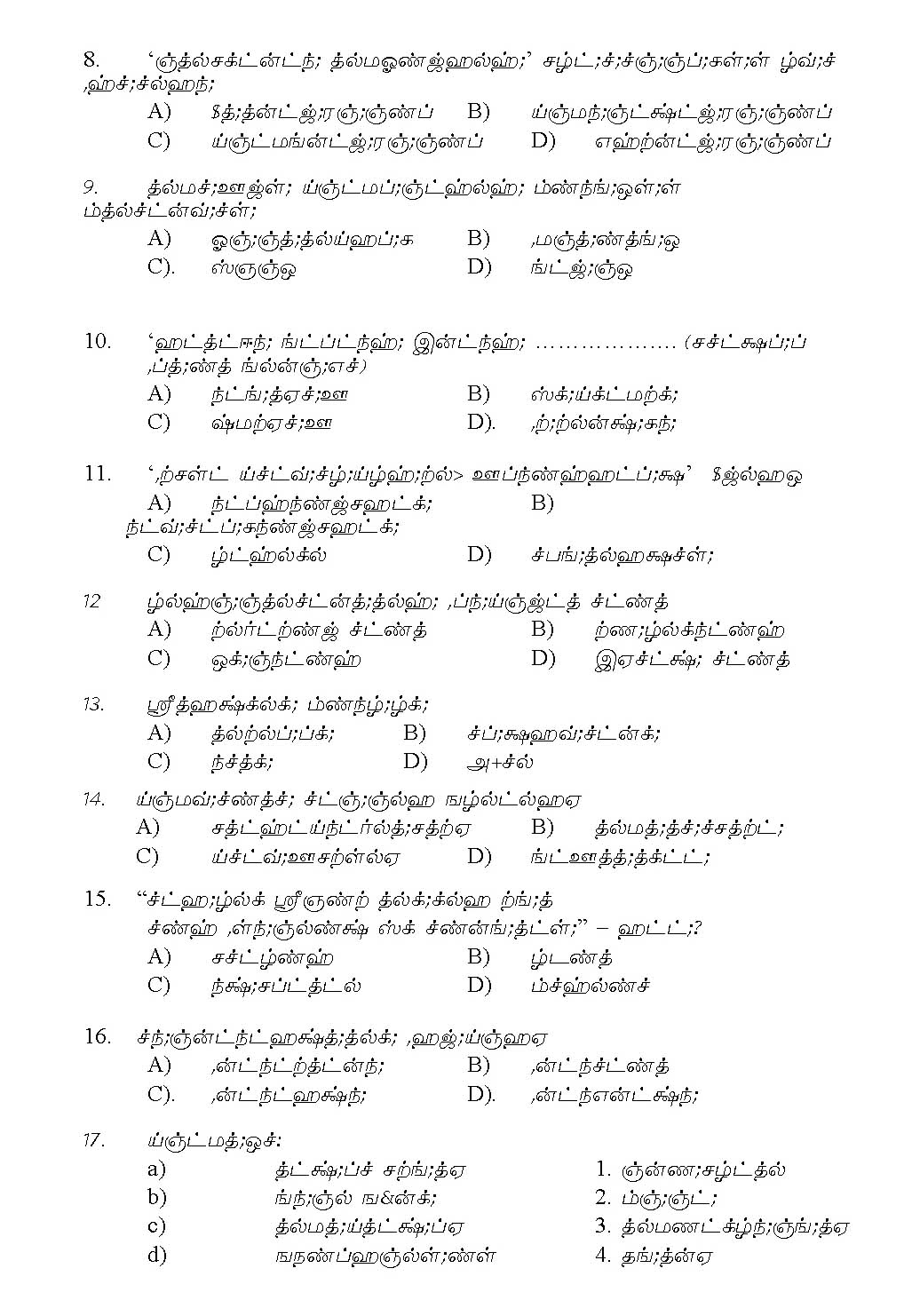 Kerala SET Tamil Exam 2011 Question Code 91133 2