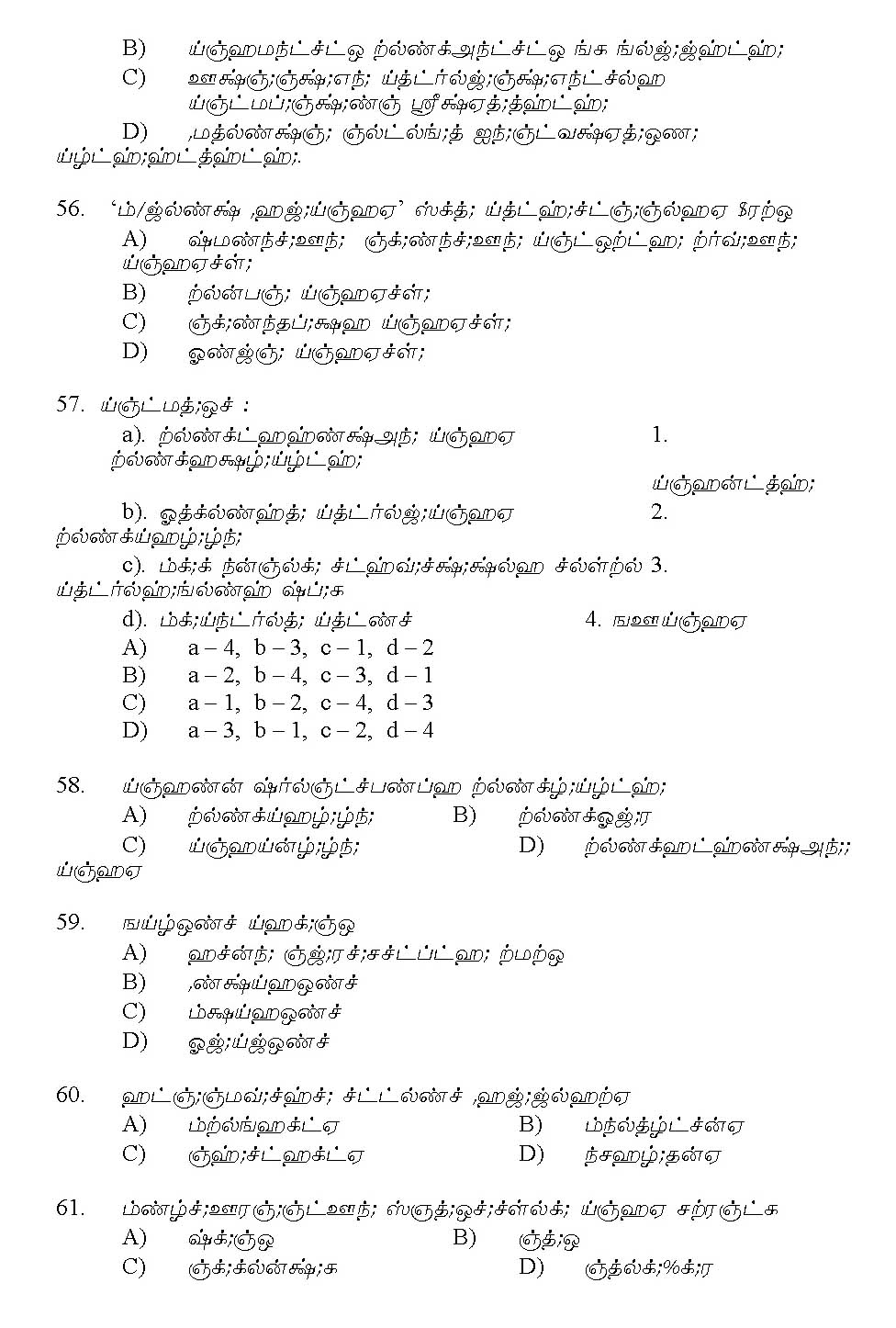 Kerala SET Tamil Exam 2011 Question Code 91133 9