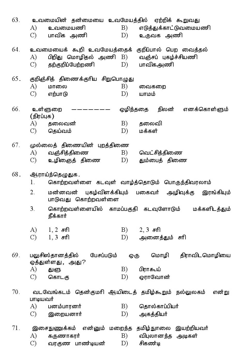 Kerala SET Tamil Exam 2013 Question Code 13633 10