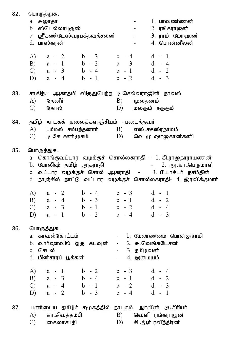 Kerala SET Tamil Exam 2013 Question Code 13633 12